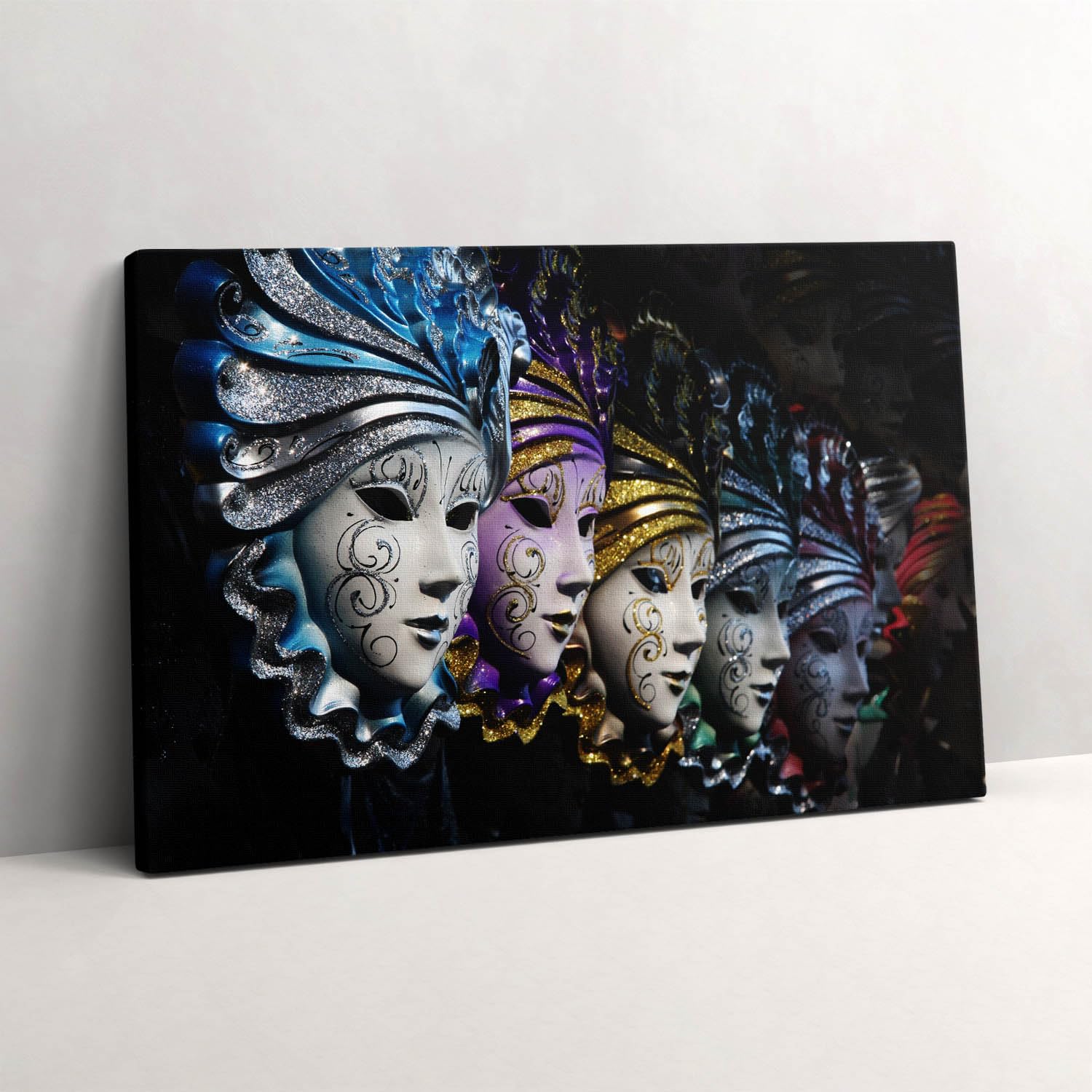 Tableau sur toile masques vénitiens 60x40 - Image murale décoration photo d'art