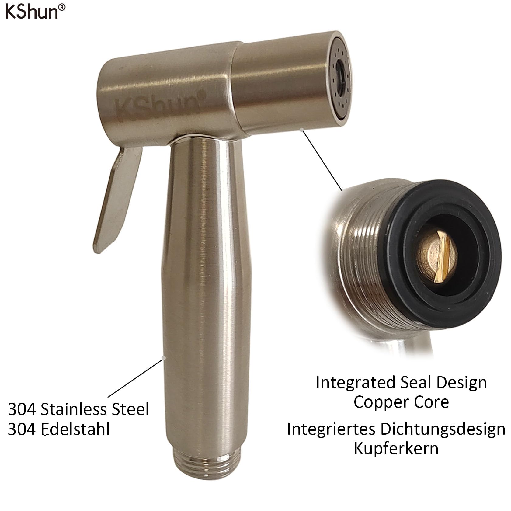 1/2” Inch Bidet Sprayer Hand Held Spraying Gun Set 304 Stainless Steel Pressure Added Including Spiral Hose Pipe 4m Usable Length Telescopic for Toilet Bathroom Sink Balcony Floor - Image 2