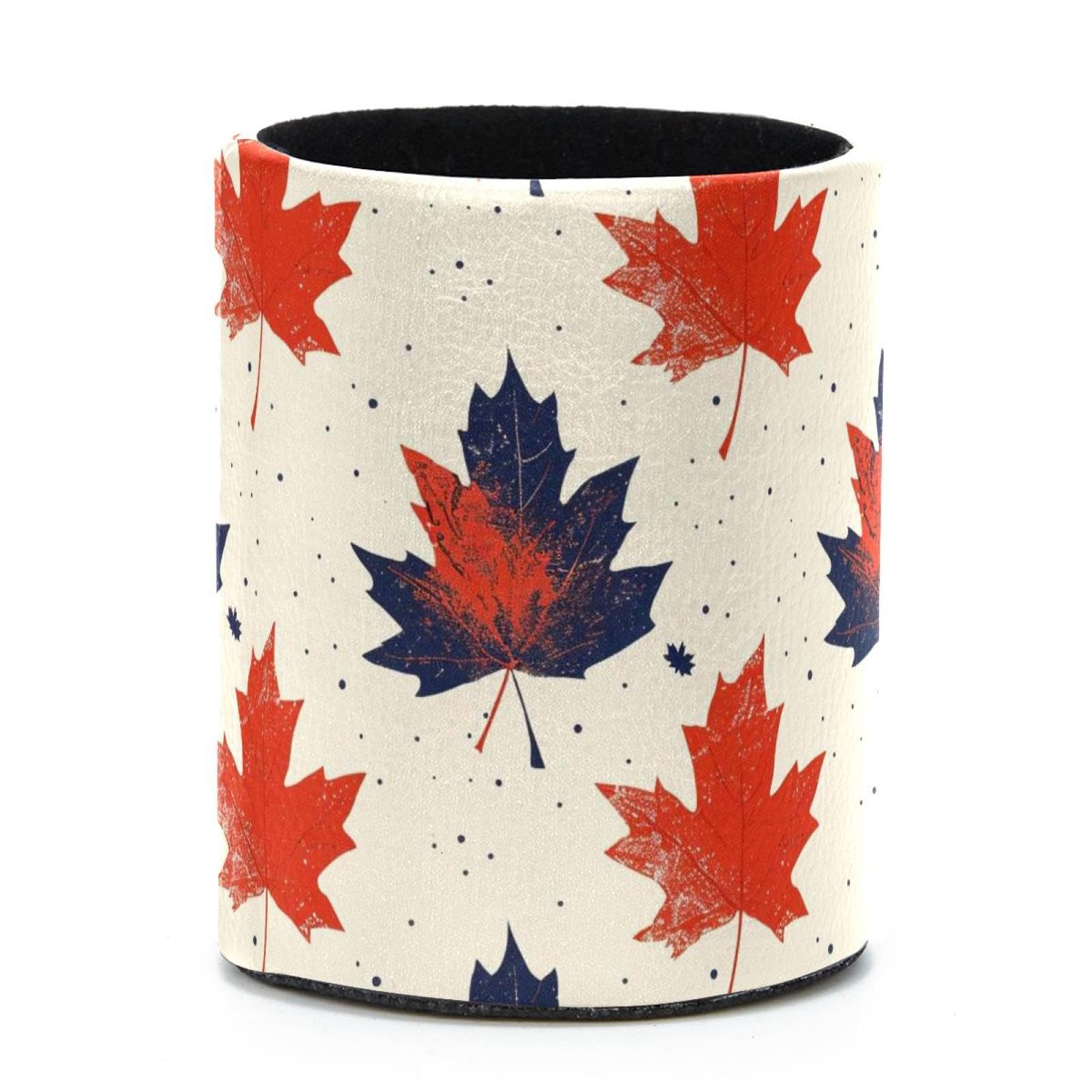 VAPOKF Round Pencil Holders for Desk, Ink Maple Leaf Pen Holders Pen Pot Makeup Brushes Storage Desktop Stationery Supplies Organiser for Home Office