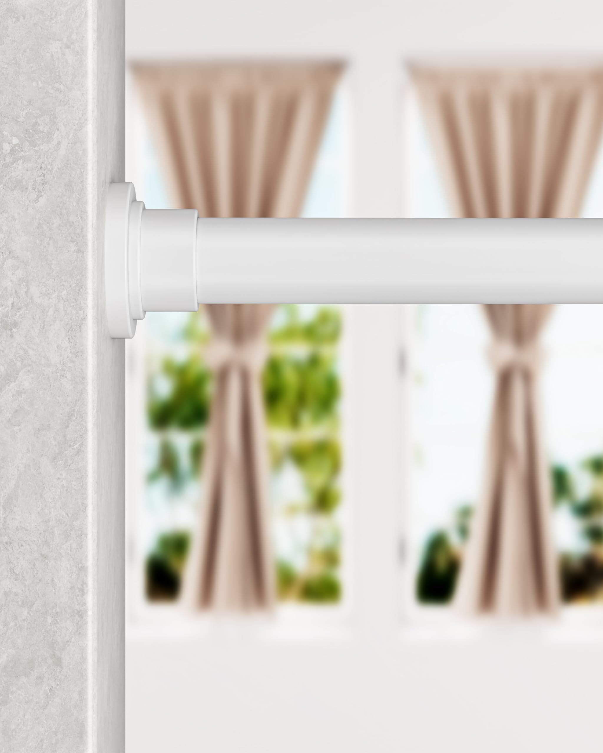 ALLZONE Heavy Duty Tension Shower Curtain Rod 28-42 Inches for Bathroom, Window, Non-Slip, Adjustable with Strong Spring Pole for Closet, Doorway, No Rust, No Drilling, White