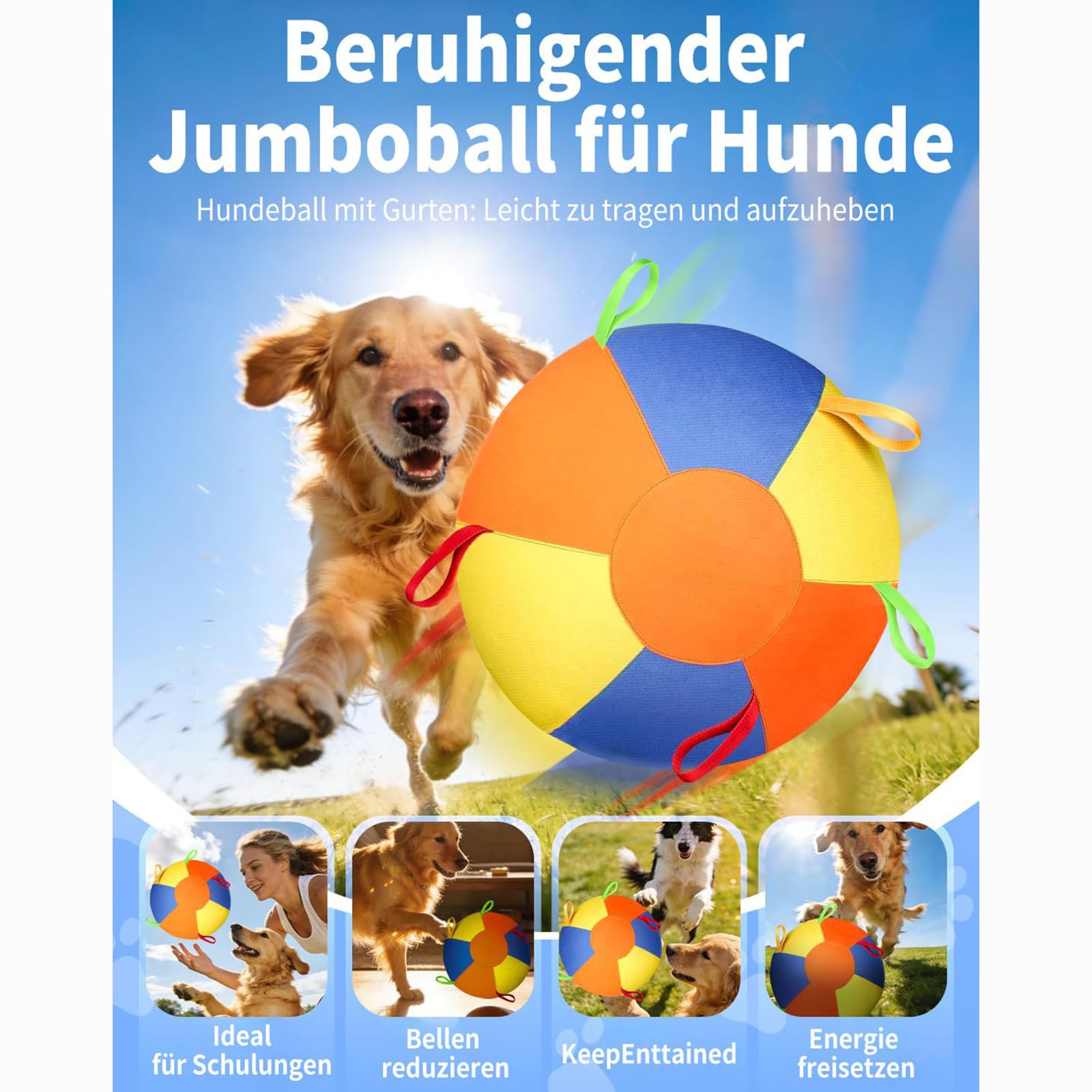 ZVD Herding Ball für Hunde,interaktiver Hundespielzeugball, langlebiger Ball für Hunde, Training, Kauspielzeug, Haustierbedarf, bissfestes Design, für Pferde und Schafe, Hundeball (B; 55CM)