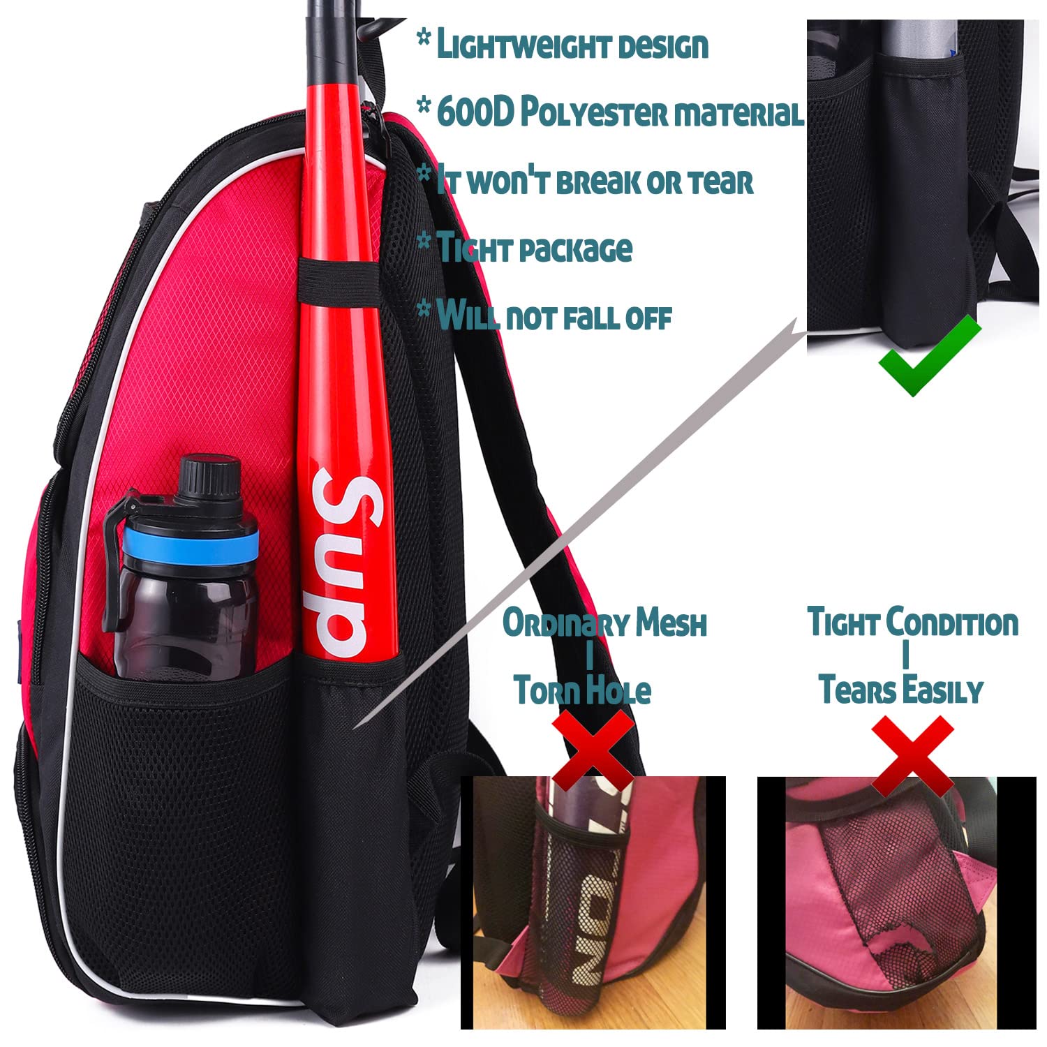 Baseball Bat Bag Backpack,TBall & Softball Bat Bag with Shoes