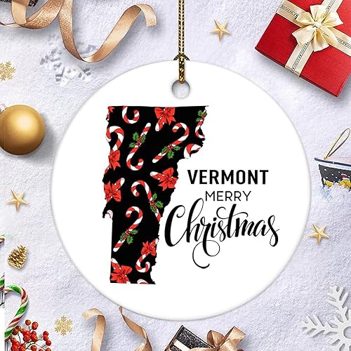 Miniatura 5 de Merry Christmas Vermont Keepsakes - Regalo del estado de Estados Unidos, adorno de cerámica para Navidad, colgante colgante para pareja, regalo de
