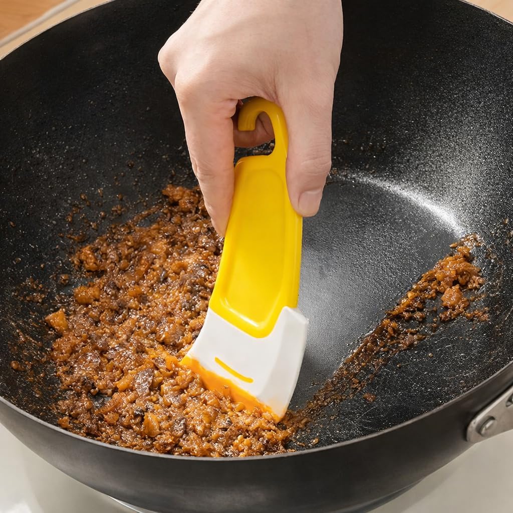 1 Pack Heat-Resistant Silicone Scraper for Baking Grill and Cookware Cleaning – Flexible Non-Stick Pan Residue Remover - Residue from Pots and Pans