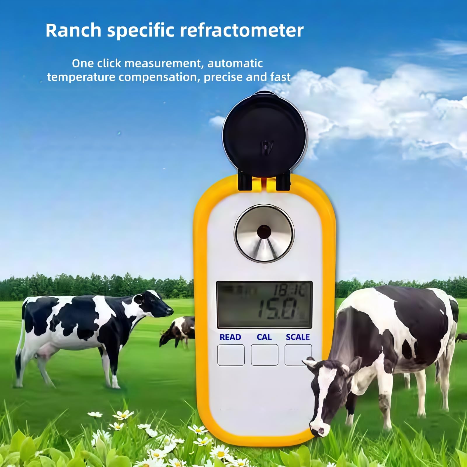 Refractómetro Digital Led Portátil, Medidor De Concentración De Colostro De Vaca Láctea De Rango 0-50%, Probador De Contenido De Azúcar De Resolución De ±0,2% Para La Detección De Colostro De Vaca