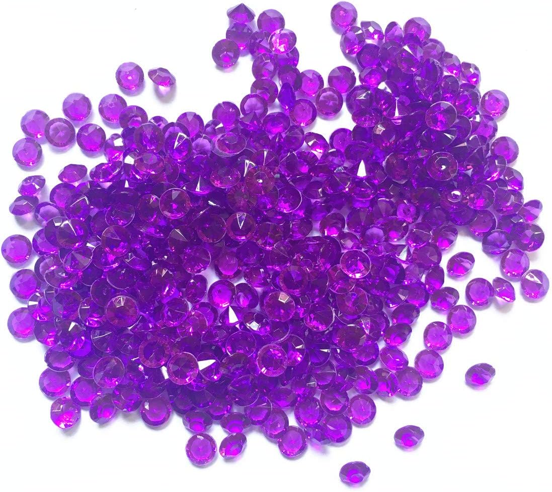 10mm Acrylic Color Faux Round Diamond Crystals Treasure Gems for Table Scatters, Vase Fillers, Event, Wedding, Arts & Crafts (1000 pcs Purple)