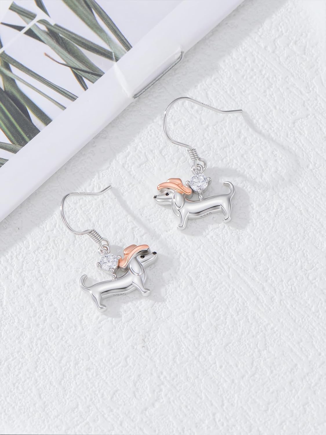 Dorunmo Dachshund Birthstone Earrings 925 Sterling Silver Dachshund Dog Dangle Earrings Birthstone Jewelry Gifts for Women Weiner Dog Lovers Birthday