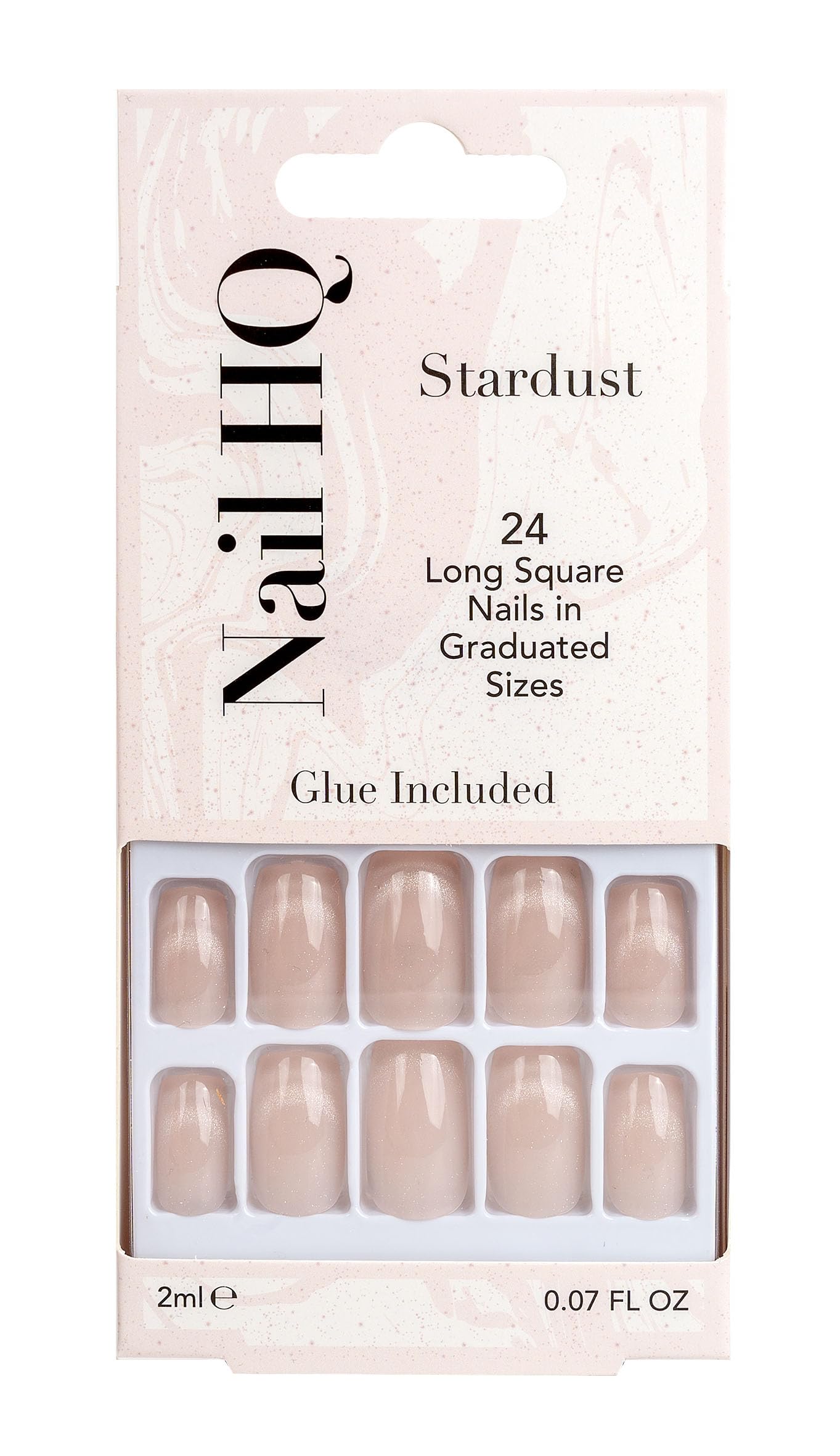 Nail HQ Press On Nails – Square Stardust Cat Eye Nails, 24 Durable Glossy Finish False Nails for Salon-Quality Manicure at Home