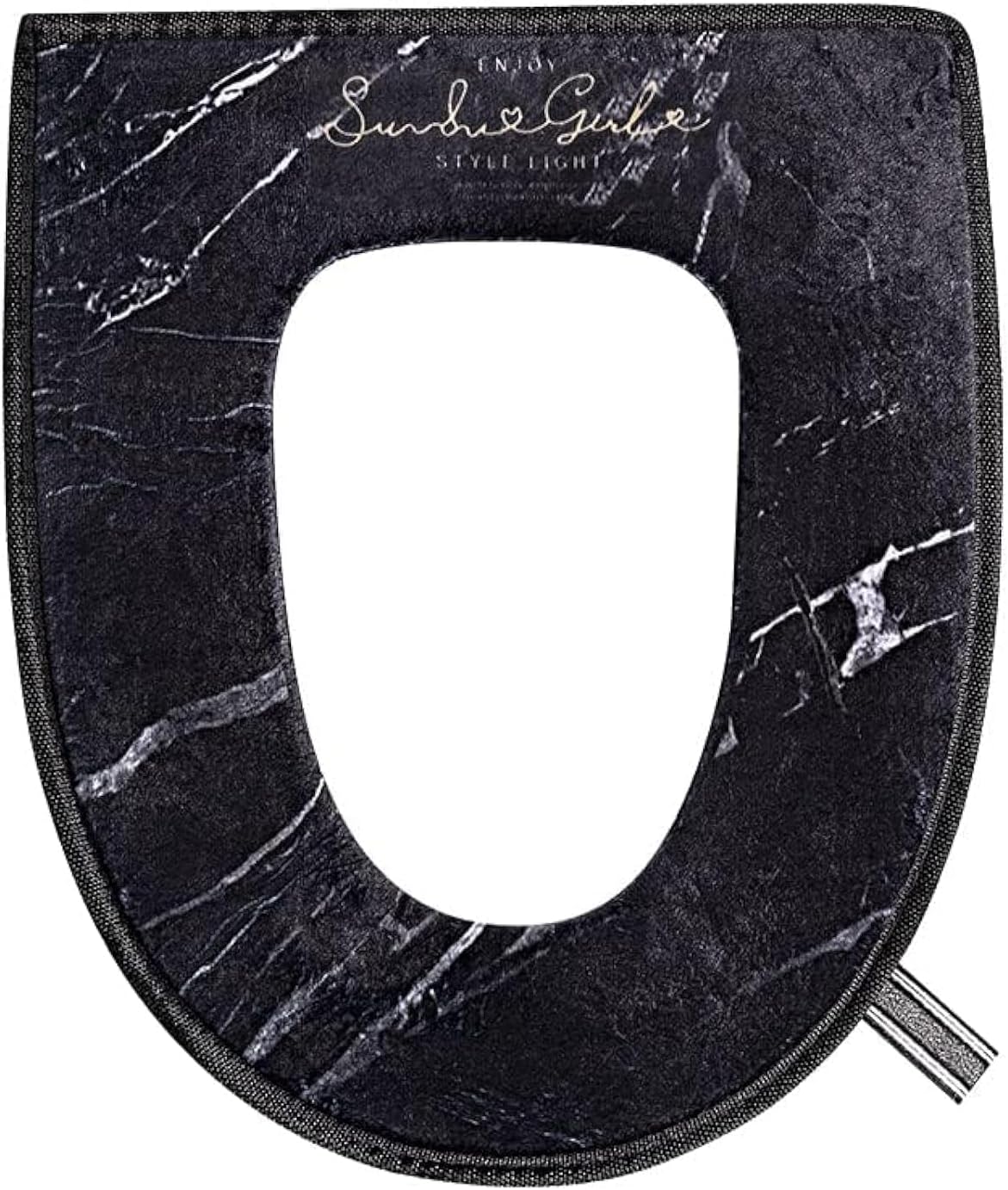 Duoduo Toilet Seat Cover with Zipper, Washable Standard Toilet Lid Cover with Handle, Soft Thicken Warm Cover Pad Cushion for Bathroom, Fits All Elongated (Oval) Toilet Seats (Black)