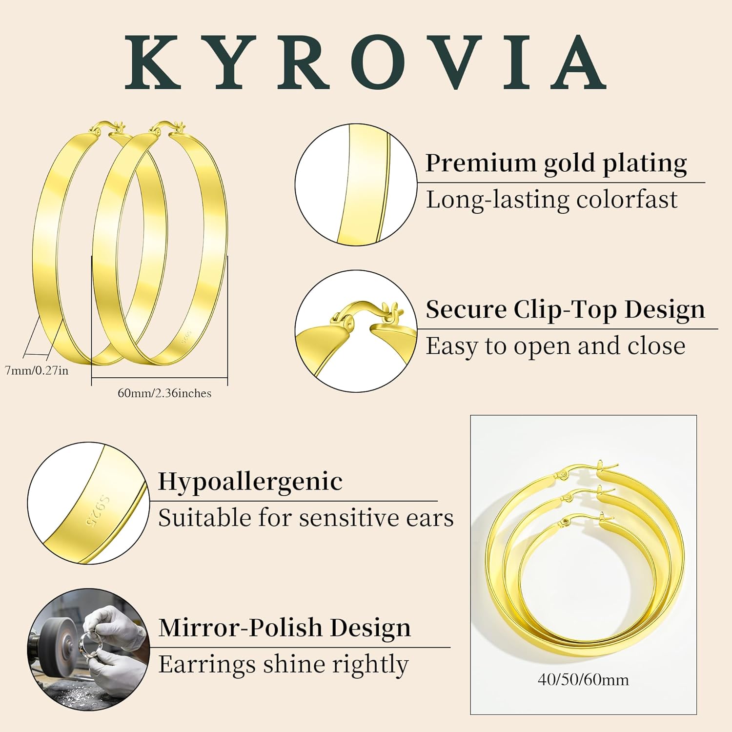 Large Hoop Earrings for Women Chunky Gold Hoops Silver Hoop Earrings Lightweight Big Oval Hoops Gold Plated Silver Plated Jewelry Gifts - Image 5