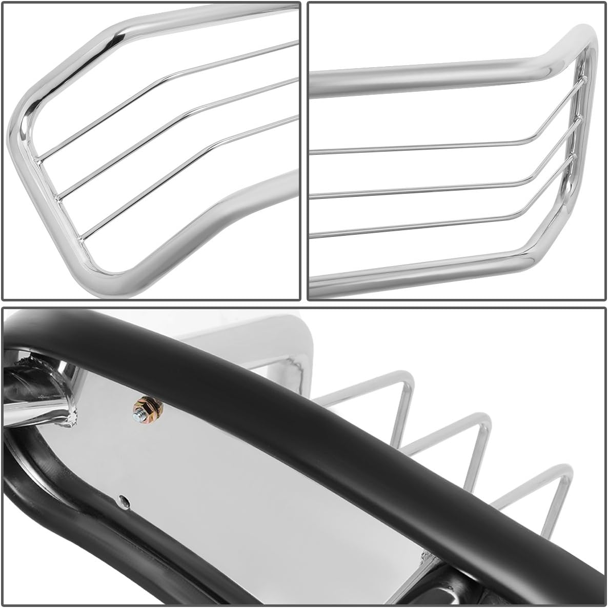 Auto Dynasty Front Bumper Tubular Headlight/Grille Brush Guard/Protector Compatible with 14-18 Chevy Silverado 1500 Polished