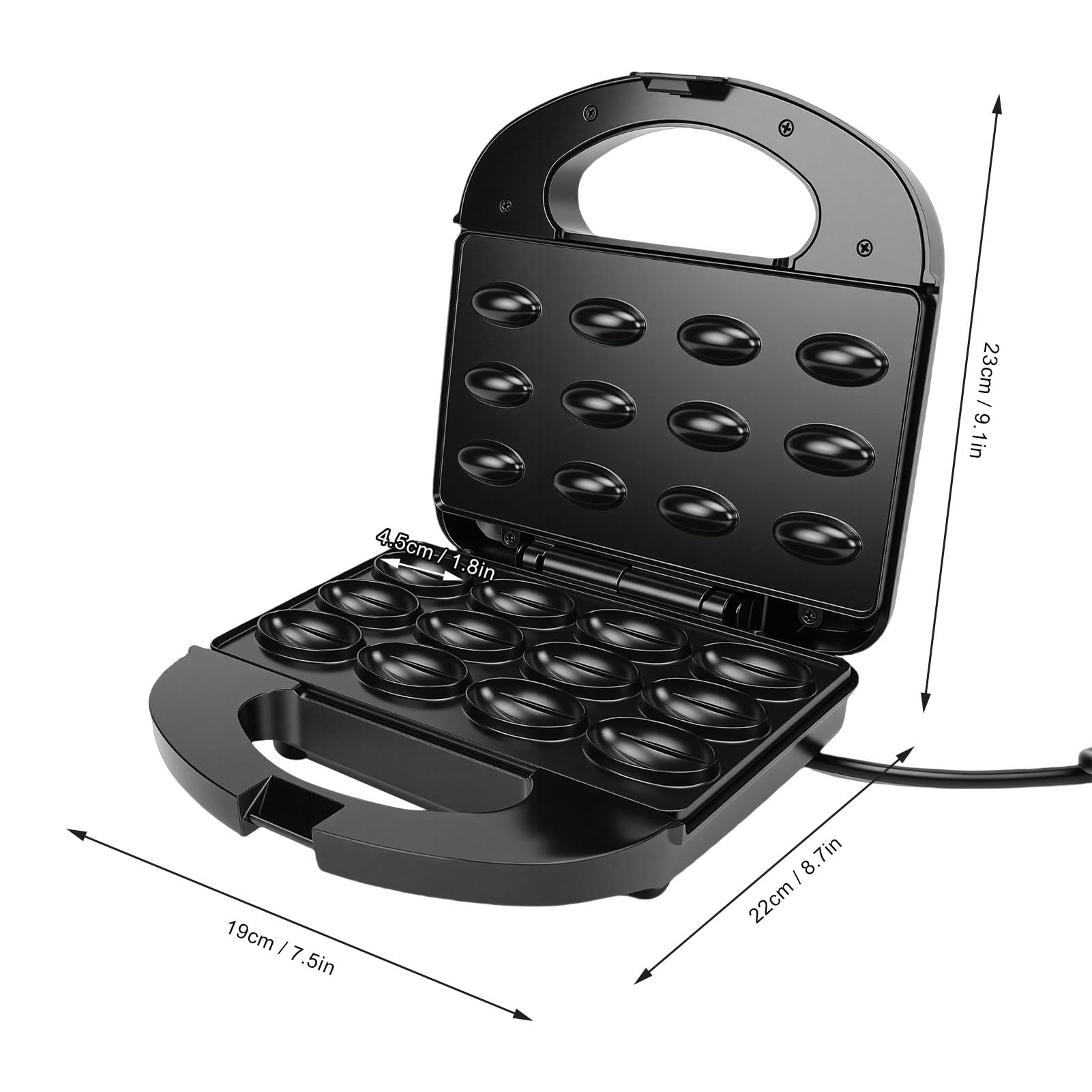 Vikye Walnuss-Keksform-Hersteller, 12 Antihaftbeschichtete Oreshki-Formenmacher, Russisch, 750 W Walnuss-Keksform für Oreshki-Nuss-Kuchen (EU-Stecker 220 V)