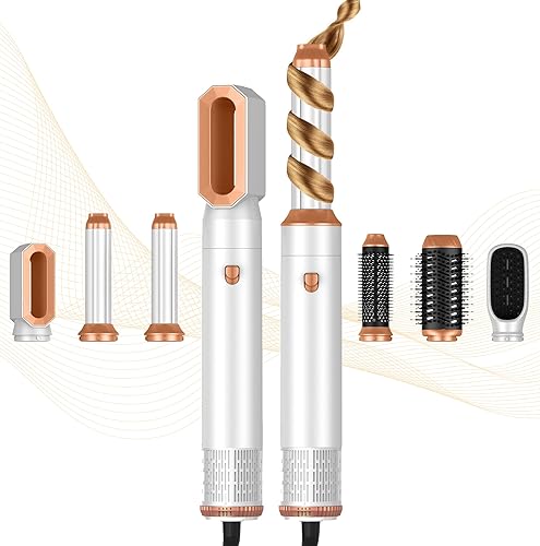 Cepillo secador de pelo 6 en 1, cepillo secador de pelo iónico, cepillo de aire caliente ovalado, rizador de pelo, alisador de pelo, alisador