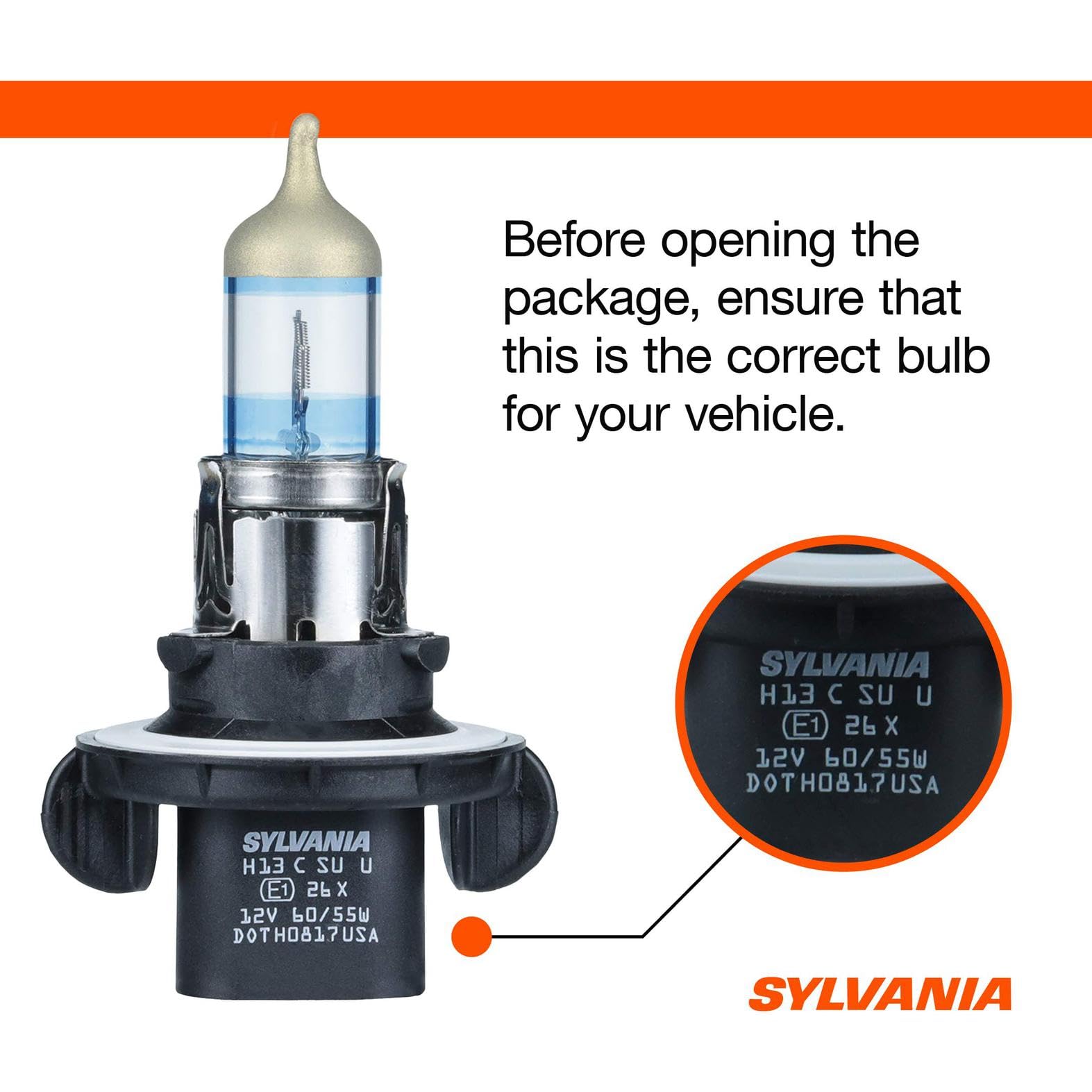 SYLVANIA - H13 SilverStar Ultra - High Performance Halogen Headlight Bulb, High Beam, Low Beam and Fog Replacement Bulb, Brightest Downroad with Whiter Light, Tri-Band Technology (Contains 1 Bulb)