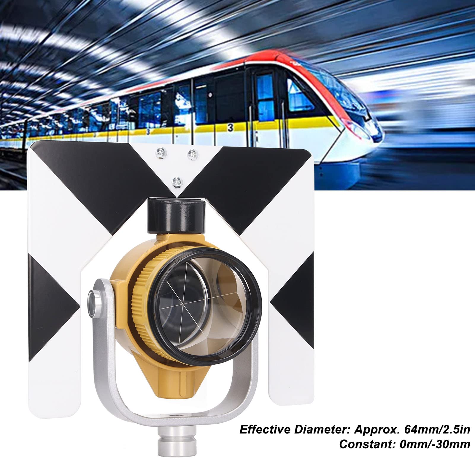 Prisma topográfico de 64 mm con compensación de 0 mm / -30 mm, lente óptica de vidrio K9, carcasa protectora de ABS para estación total, para topografía, túneles, metros,