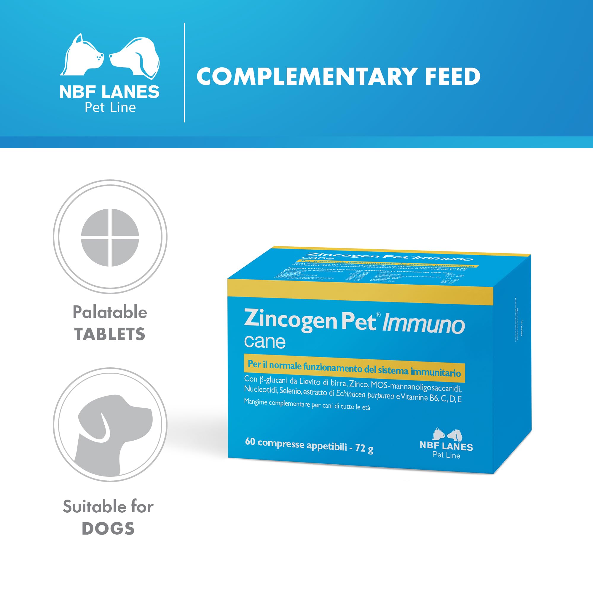 N.b.f. Lanes Zincogen Pet Immuno 60 Compresse