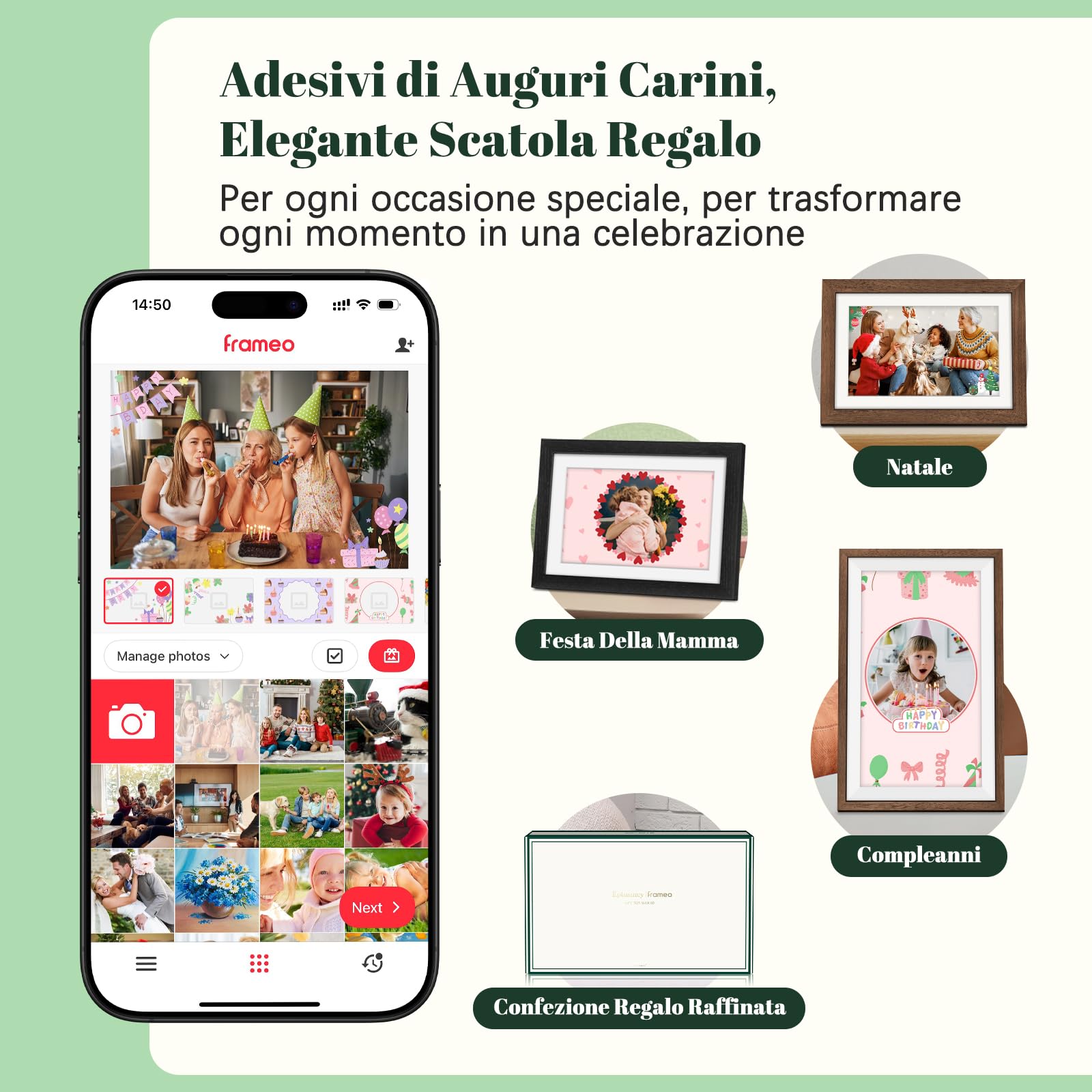 Frameo Cornice Digitale WiFi 10,1" Legno di Noce 1280 x 800 HD IPS Touch