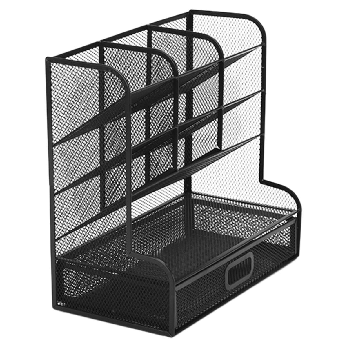 CLISPEED Metallener Schreibtisch Stiftehalter Organizer mit Glatten Kanten und Neun Fächern zur Aufbewahrung von Bürobedarf und Künstlerbedarf für Küchen und Klassenzimmer in Schwarz