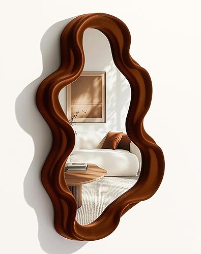 Miniatura 39 de Espejo de Pared Verde Decorativo para Entrada de Pasillo, Pequeños Espejos Decorativos Arqueados Irregulares para el Hogar, Oficina, Sala de Estar,