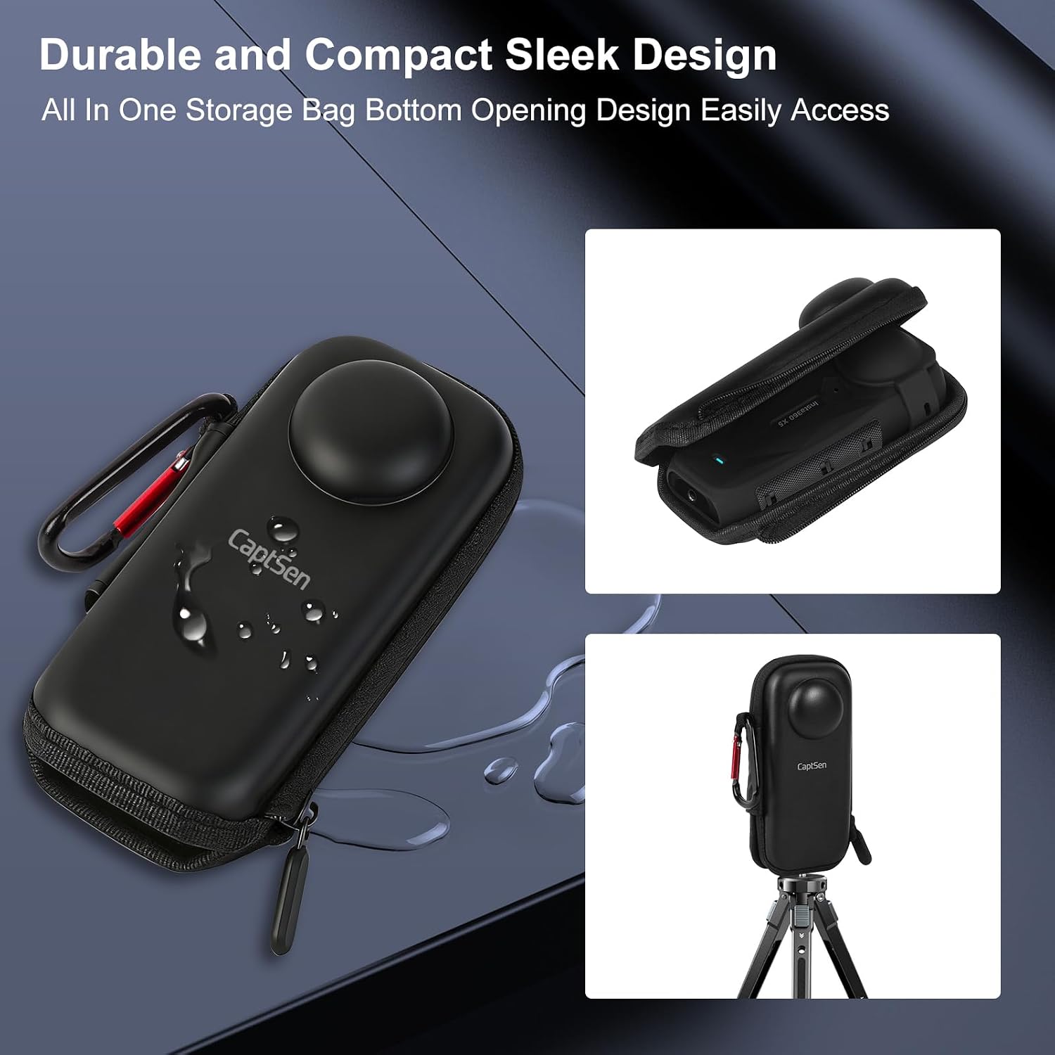 Small Protective Carrying Case Bundle Accessories Kit for Insta360 X5 Pocket Cameras with Silicone Sleeve Cover, Portable Storage Bag, Lens Guard and More 10 Piece, A Solid Starter Protector Kit image 3