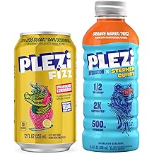 PLEZi FiZZ Strawberry Lemonade & Orange Mango Hydration Drink Bundle   Sparkling Juice & Electrolyte Beverage with Real Fruit Juice, No Added Sugar, Low Sugar   12 Fl Oz + 16.9 Fl Oz 24 Pack Total
