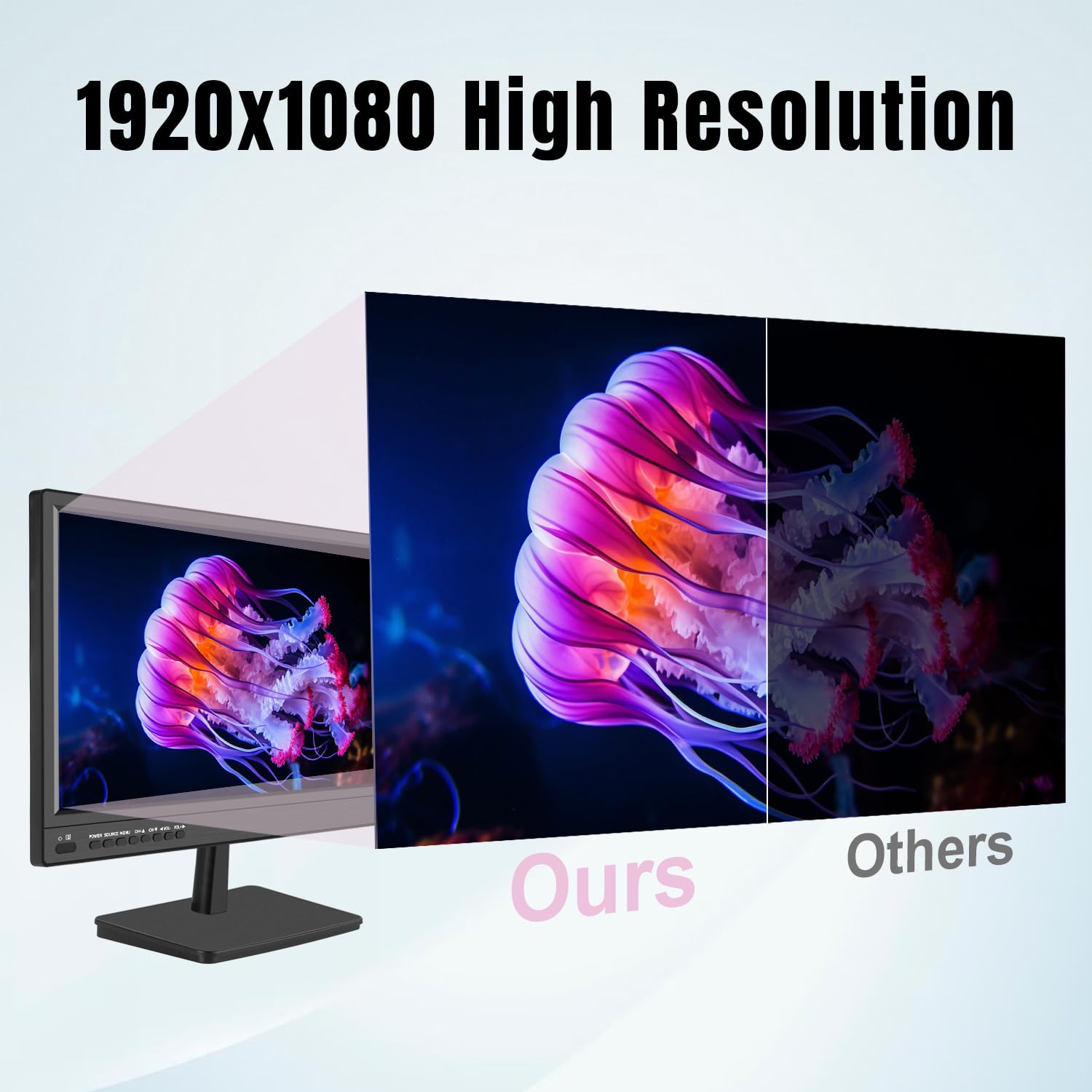 KCR Monitor LED 17 Pulgadas FHD 1920 * 1080 con Entrada HDMI VGA, Altavoces Integrados, frecuencia de actualización de 60 Hz, Tiempo de Respuesta de 5 ms | Entrada HDMI VGA, altavoces incorporados, frecuencia de actualización de 75Hz, tiempo de respuesta