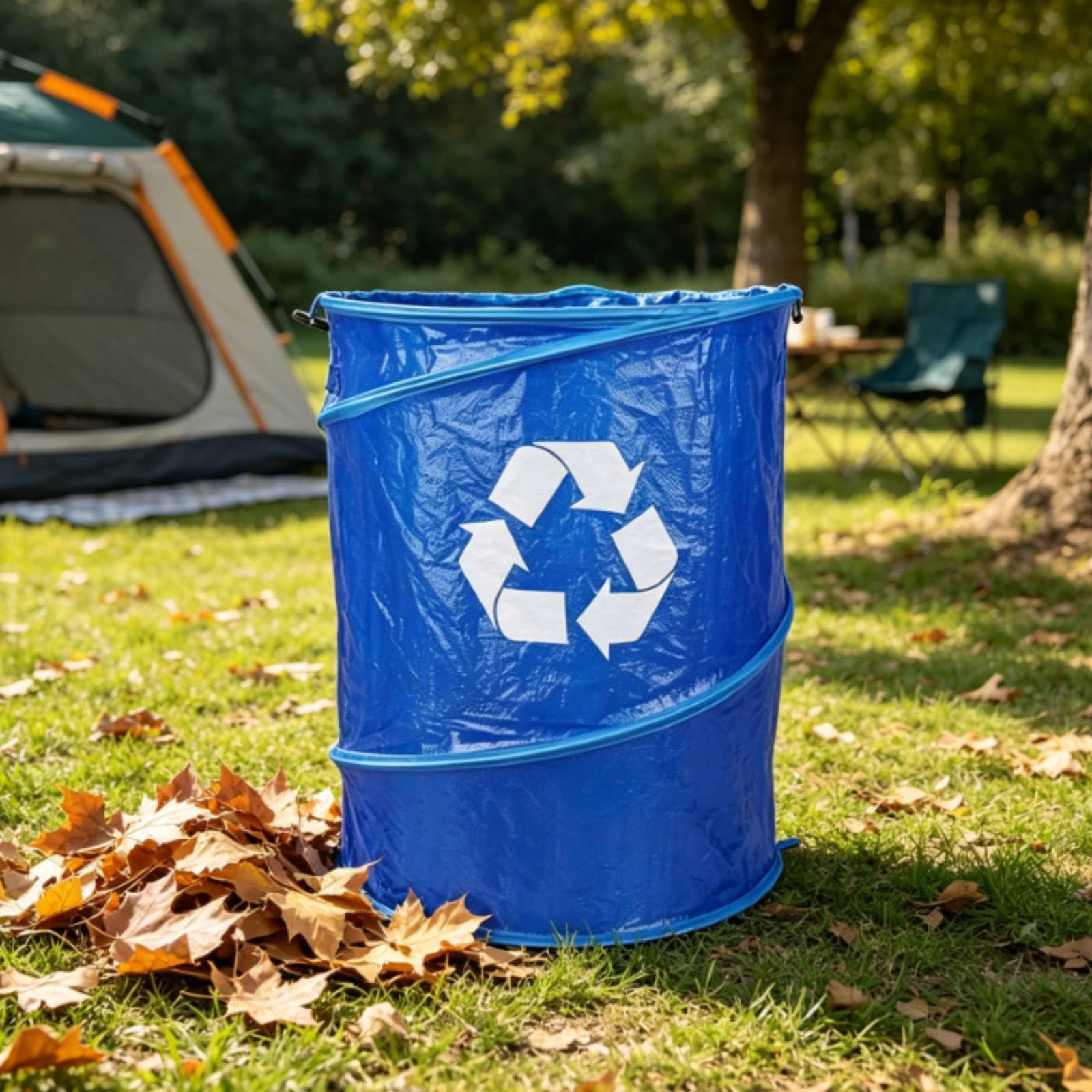 Bidone Sprung Up da Campeggio Apertura Istantanea Cestino da Campeggio Impermeabile Portatile Contenitore Rifiuti Pieghevole per Giardino, Esterno, Blu, Blu, 48X61cm 110 Litri 29 Galloni