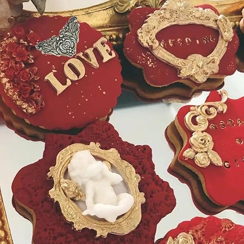 Miniatura 5 de Molde de silicona para fondant de encaje de estilo barroco, para decoración de pasteles, decoración de cupcakes, polimérico, arcilla, caramelo,