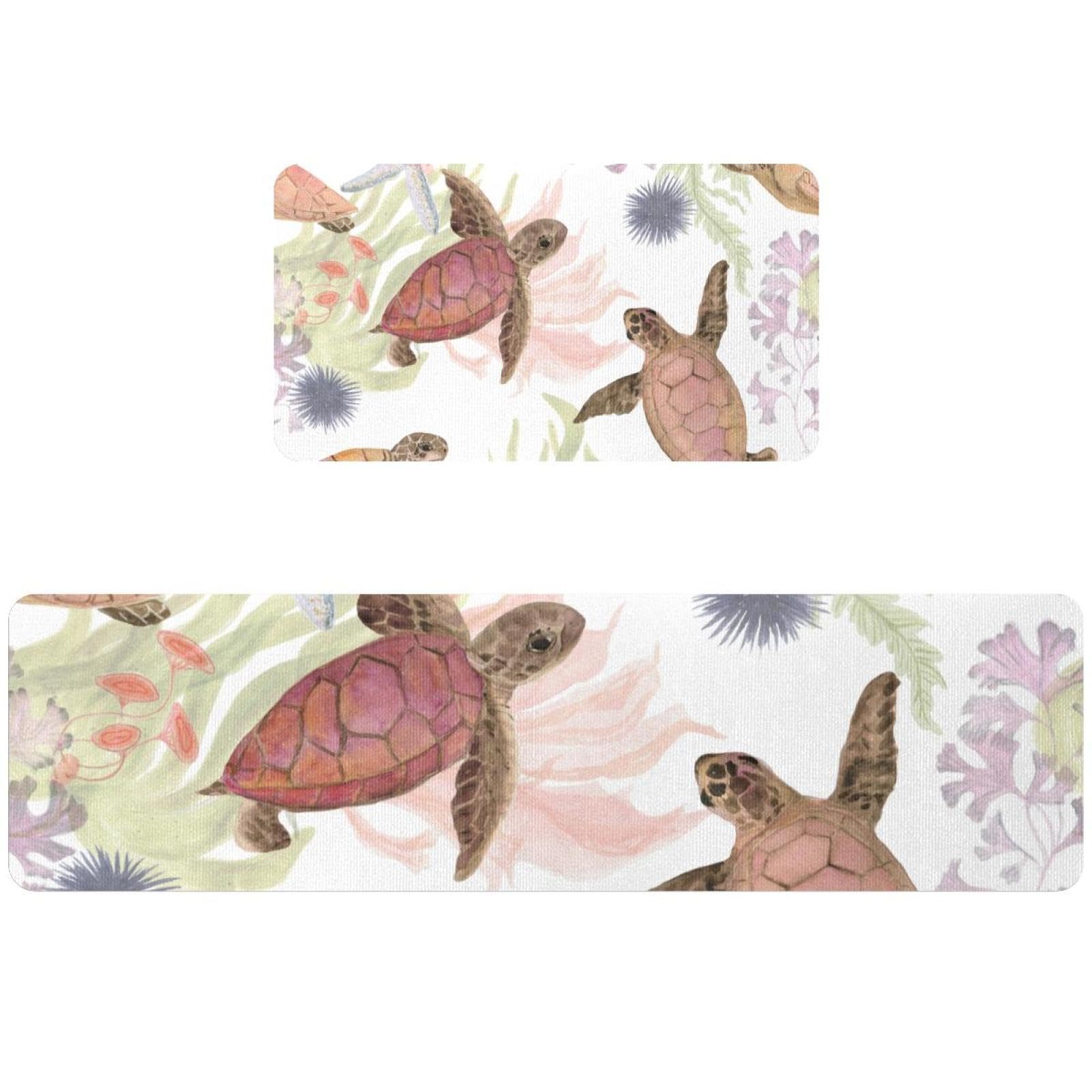 Tapis de cuisine algues et étoiles de mer absorbants lavables en machine