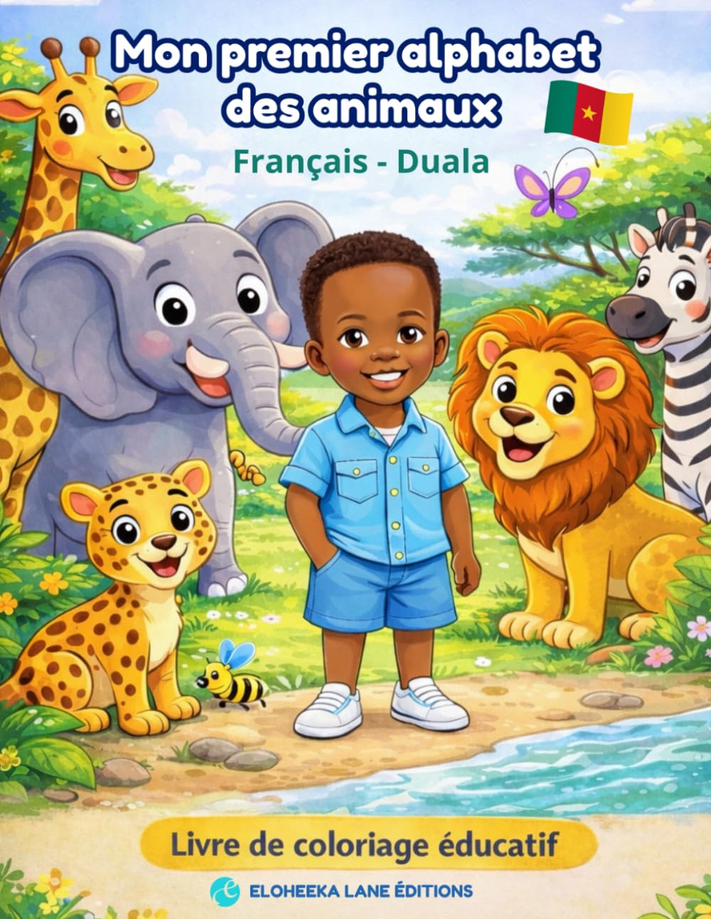 Mon premier alphabet des animaux Français - Duala: Livre de coloriage éducatif (Apprentissage Duala)