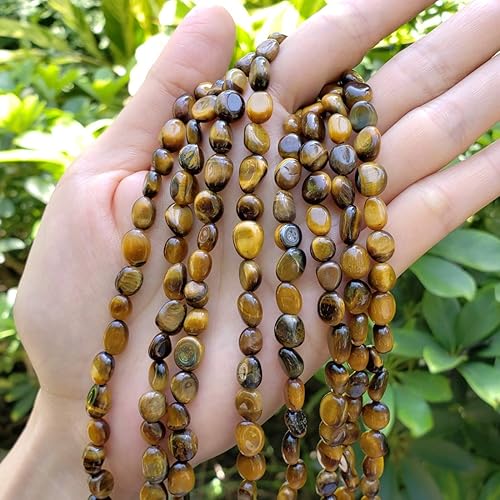 Miniatura 4 de Adabele GZ11-27 - Cuentas sueltas de ojo de tigre dorado natural, 5 hebras, de 0.236 in a 0.315 in, forma libre, ovalada, piedra preciosa de