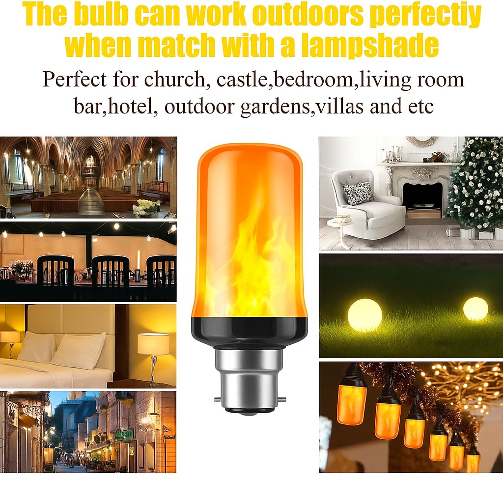 eclissia Flame Effect Light Bulb, Flicker Lighting Feature,4 Modes Flickering Bulbs with Upside Down Effect,B 22 base,Flame Bulb for Diwali. 2