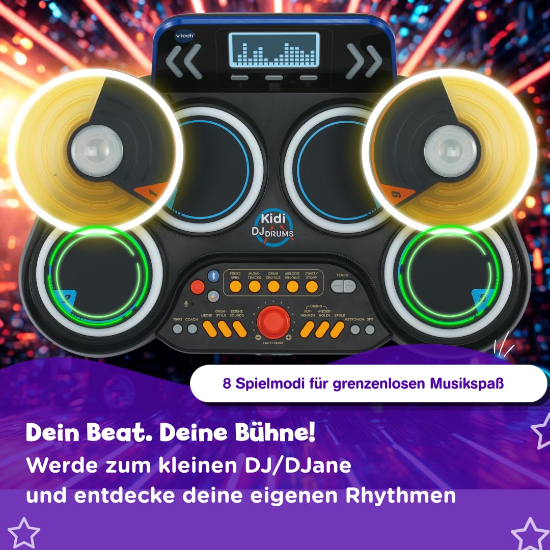 VTech Kidi DJ Drums – Elektronisches Schlagzeug mit Leuchteffekten