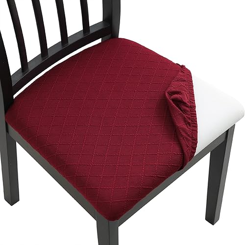 Vista 83 de YISUN Juego de 6 fundas para asiento para silla, de piel sintética, impermeables, para sillas de comedor, fundas elásticas para sillas de comedor