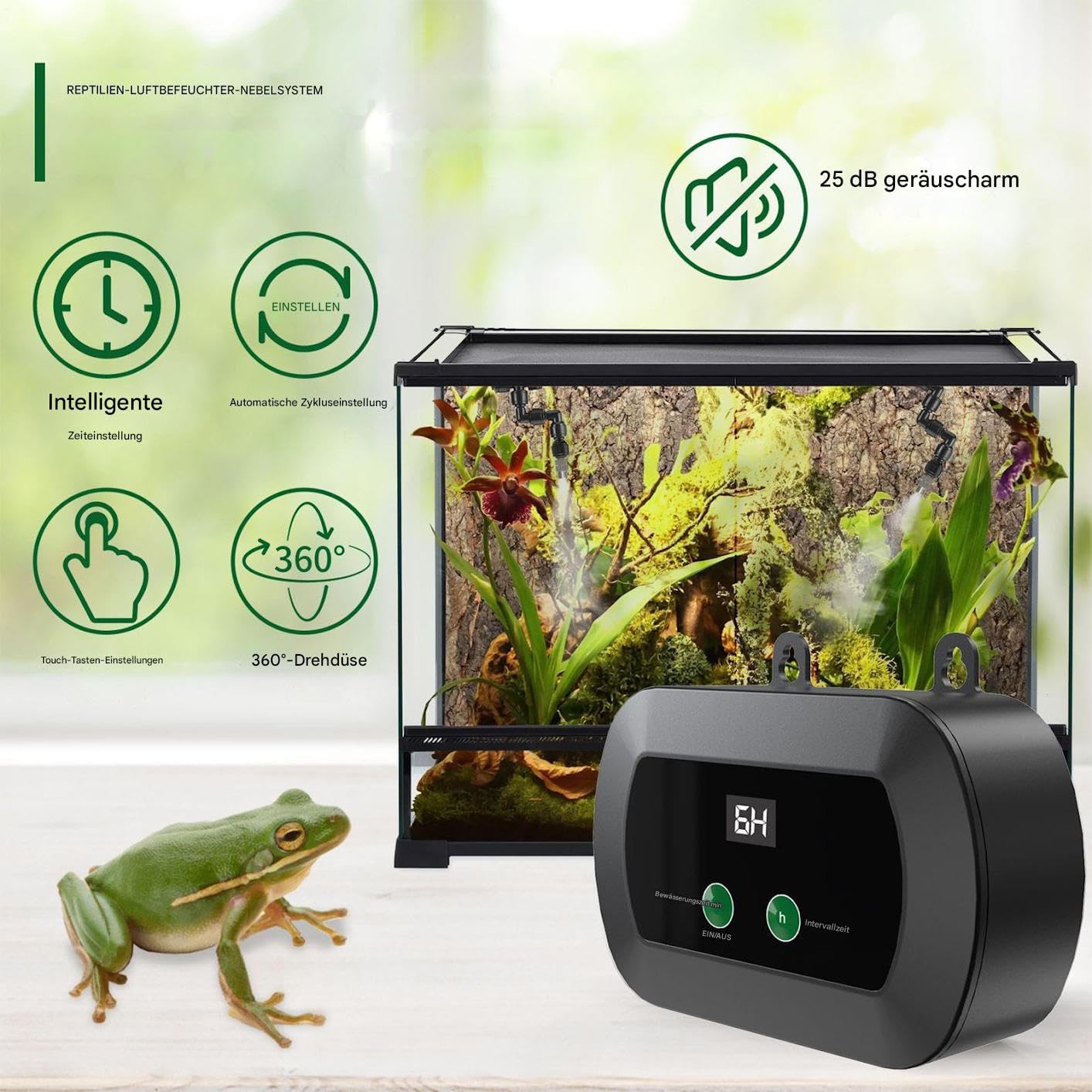 Nawilżacz Dla Gadów Automatyczny Przenośny Rozpylacz I Zamgławiacz | Automatyczny Timer Mgiełki Akwarium Klatka Terrarium Szklarnia Rośliny Krab Pustelnik Jaszczurka Wąż