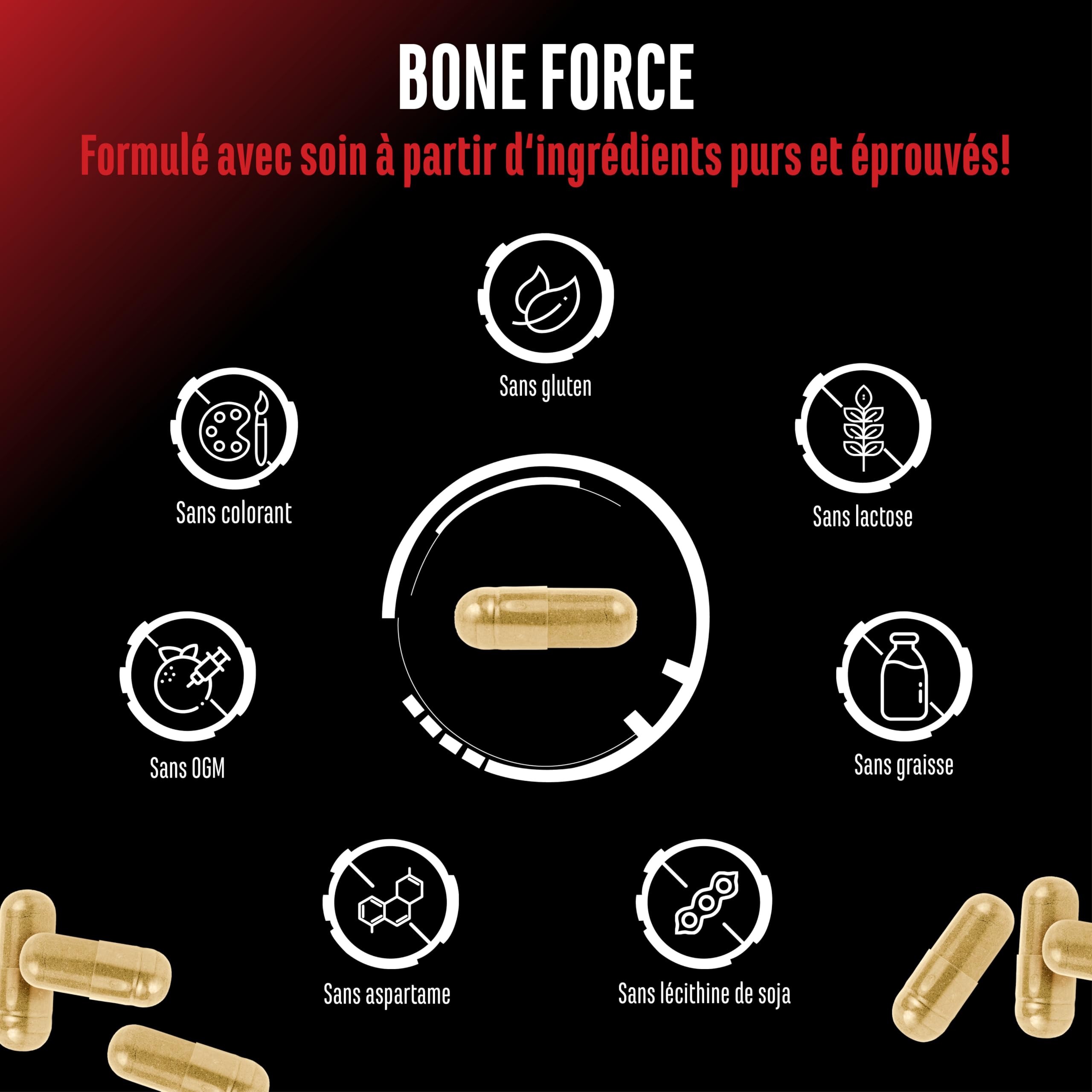 Bone Force - Complexe Articulaire Premium avec Collavant® N2 (Collagène de Type II), AstraGin®, Glucosamine, MSM, Chondroïtine, Cissus & Acide Hyaluronique - 180 Gélules Ultra