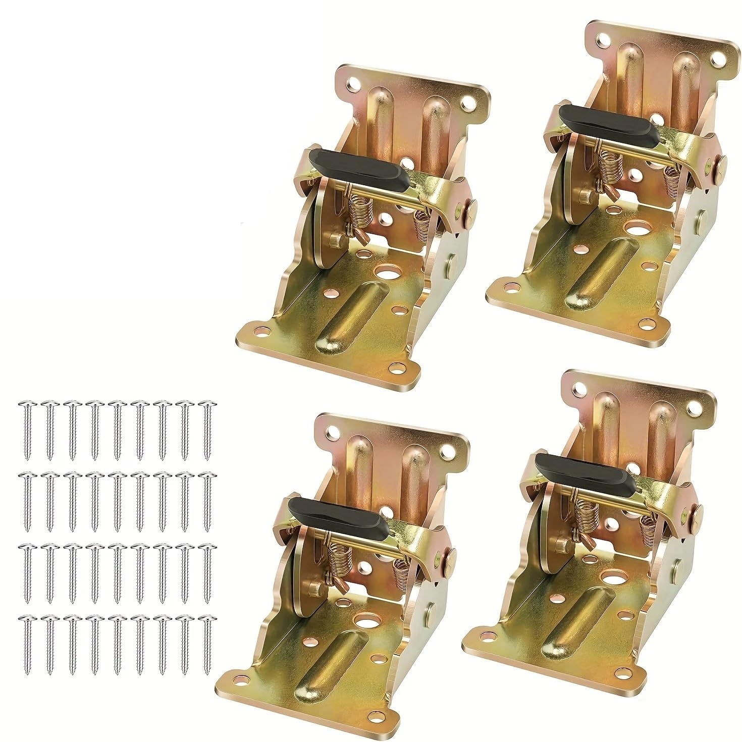 Dmlayhp Gold 4Pcs Foldable Bracket Folding Locking Hinge Lock Extension Support Self-Lock Hinge With Screws(Gold)
