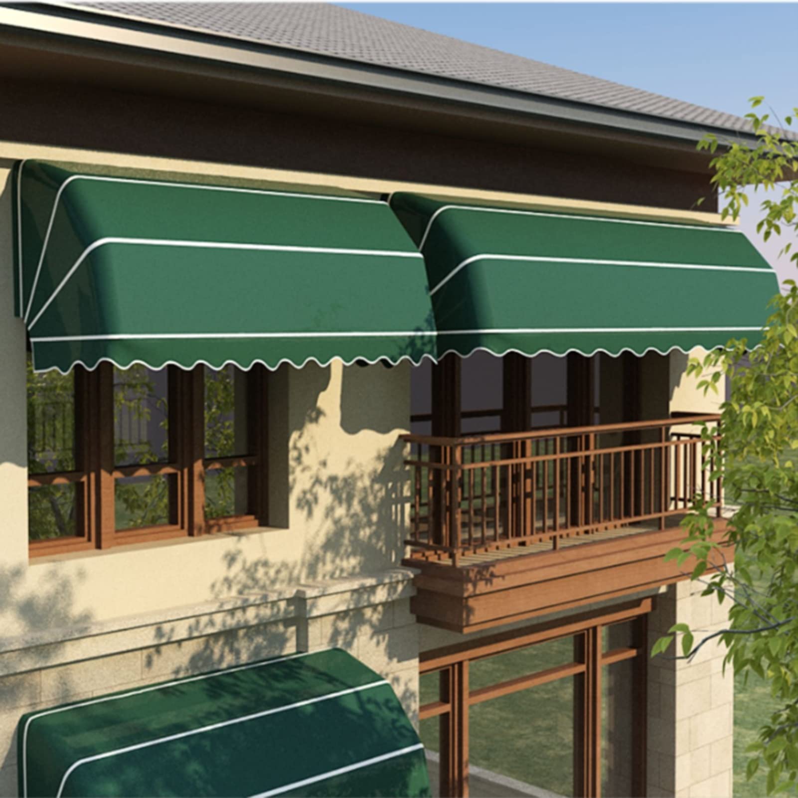 BPILOT Fenstermarkisen & Vordächer- Tür Markise- Vollständig Montiert Polyester Segeltuch- Markise Regensicher Sonnenschutz Mit Metall-Halterungen for Außen Veranda Garten (Color : Green, Size : 150 Garten
