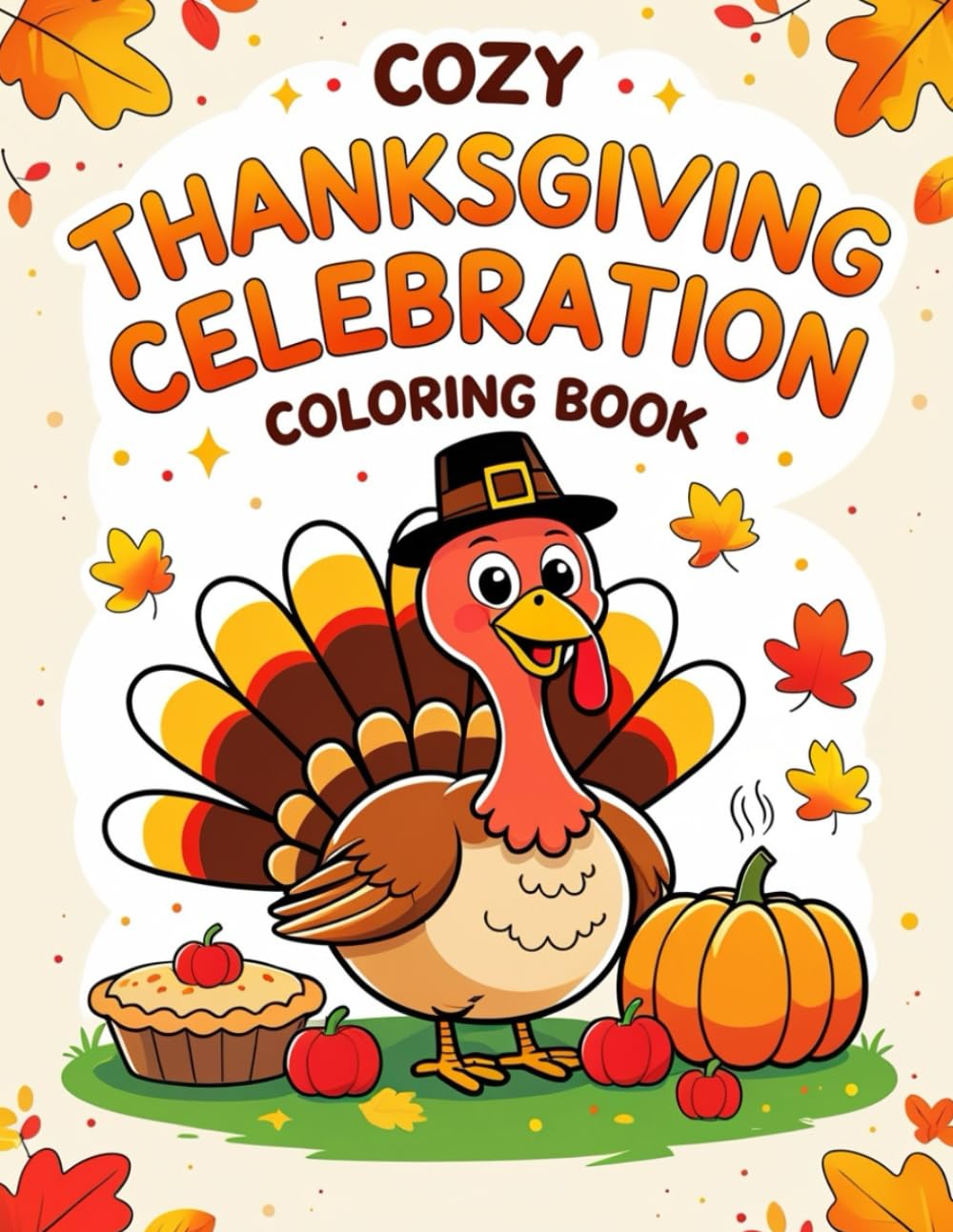 COZY THANKSGIVING CELEBRATION COLORING BOOK: 50+ Bold and Simple Designs Featuring Turkeys, Pumpkins, Fall Leaves, and Cozy Harvest Scenes for Adults and Kids to Color and Relax