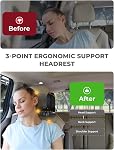 Oasser Car Seat Headrest Pillow Detachable Headrest for Car Travel Sleeping, 360° Rotating and Width Adjustable Head Rest Pillow for Kids & Adults, Memory Foam Neck Support with PU Leather Cover Black