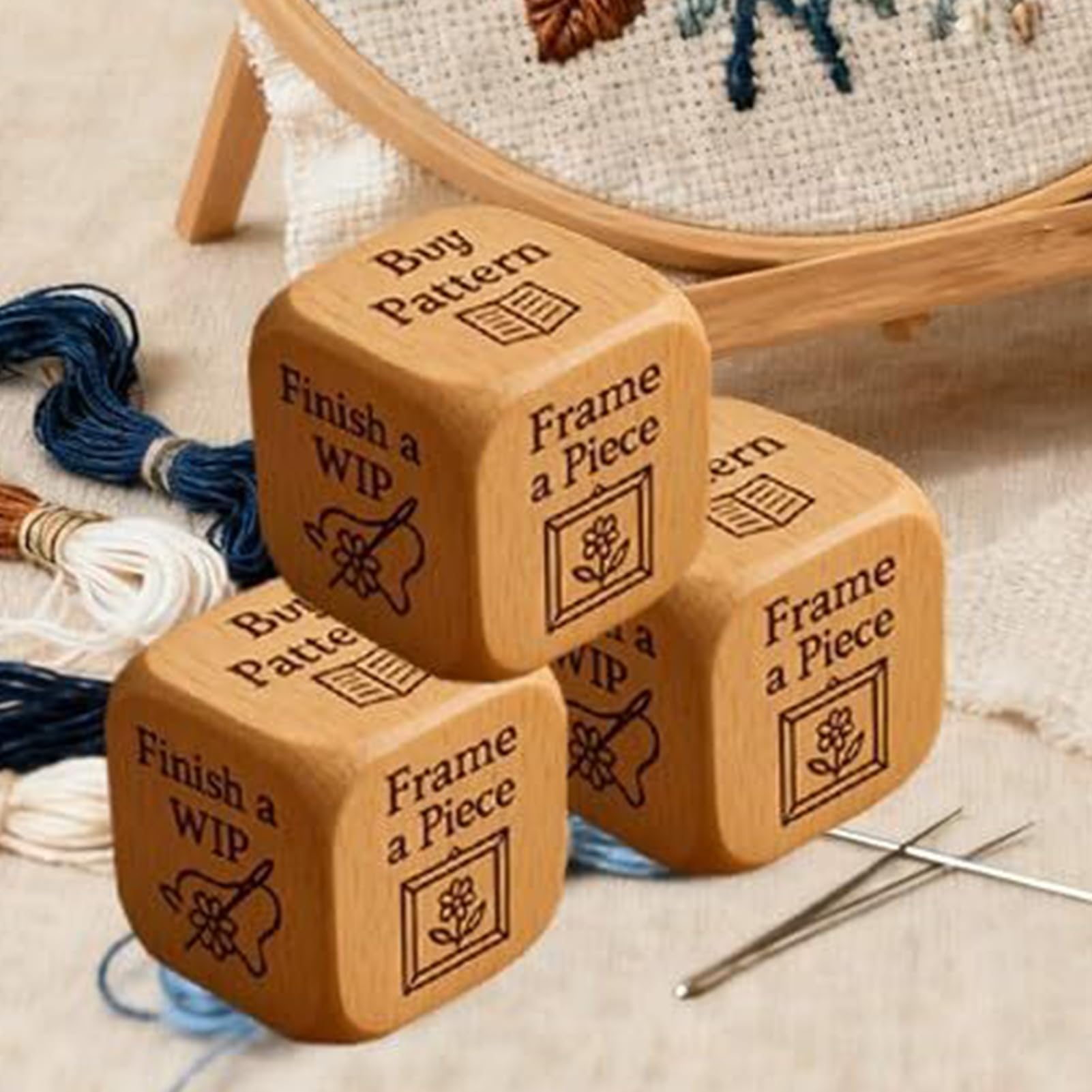 Dadi - Forniture artigianali in legno a 6 facce,Dadi per organizzare riserva, trucchi e ricami - per casa, viaggi, laboratori, corsi d'arte, principianti, artisti, donne, entusiasti