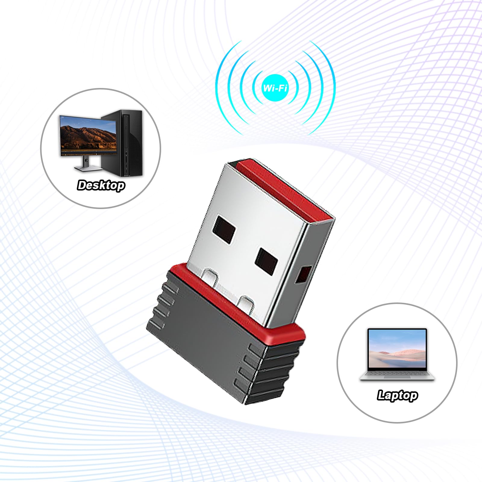 Clé USB WiFi 300Mbps Adaptateur WiFi Mini pour PC Portable TV Compatible Windows Mac OS Linux Noir