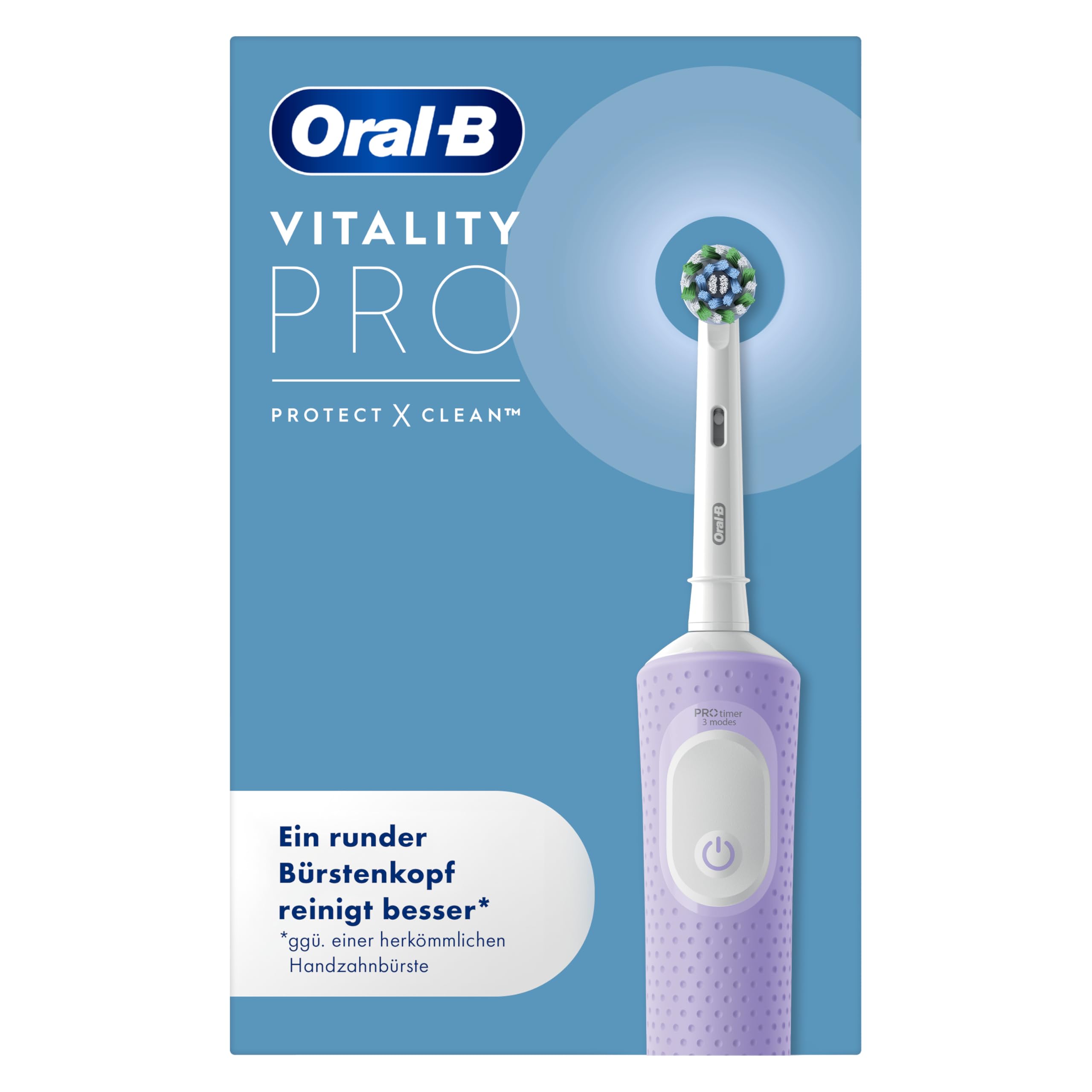Oral-B Vitality Pro Electric Toothbrush - Electric Toothbrush, Includes 1 Brush Head - 3 Cleaning Modes for Dental Care, Electric Toothbrush, Designed by Braun, Purple