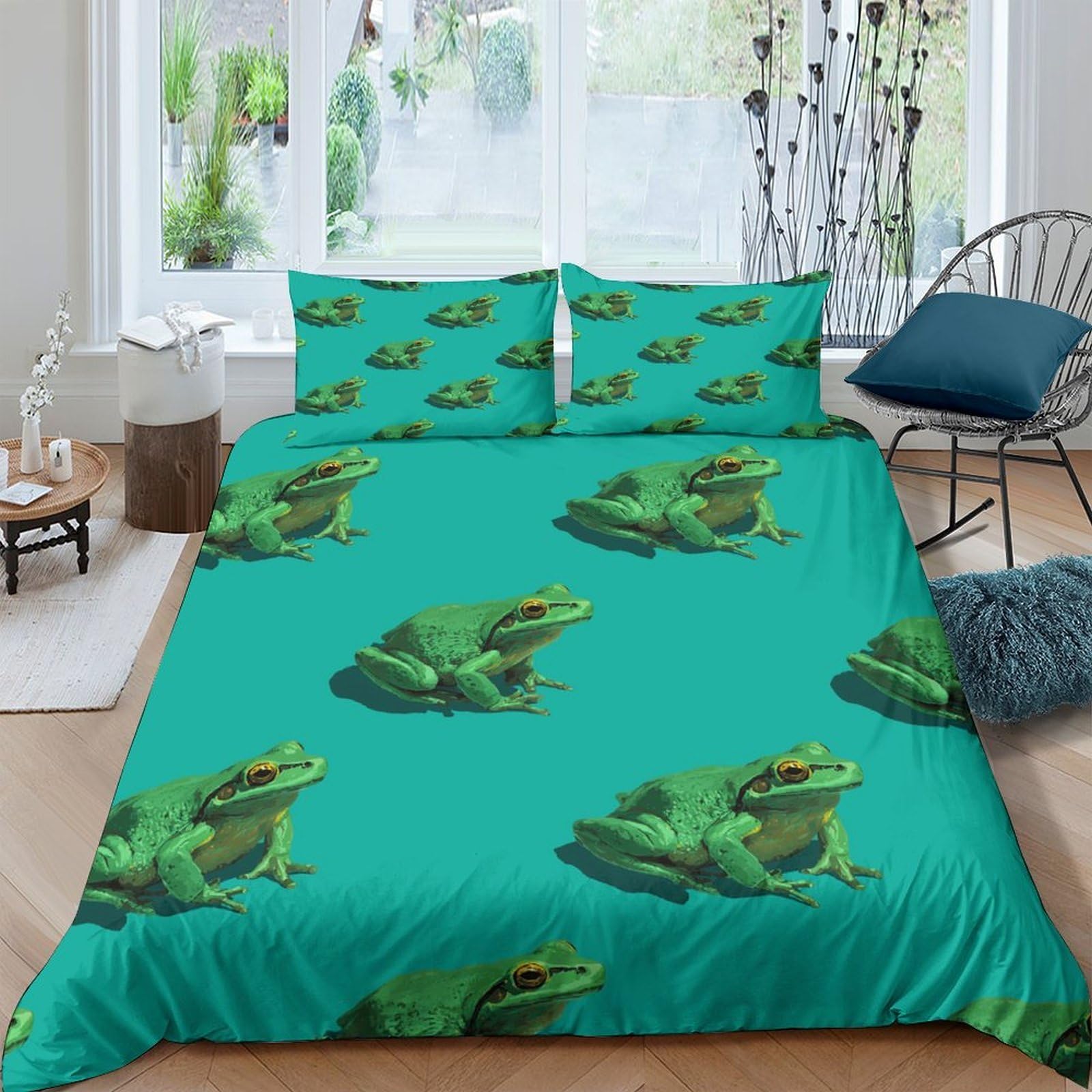 Ctjqhvkz Style-9 3D Printed Green Frog Fitted Sheet Microfiber Soft Non-Slip Cartoon Animal Mattress Cover For Bedroom Dorm Guestroom Decor Single（135X200cm）