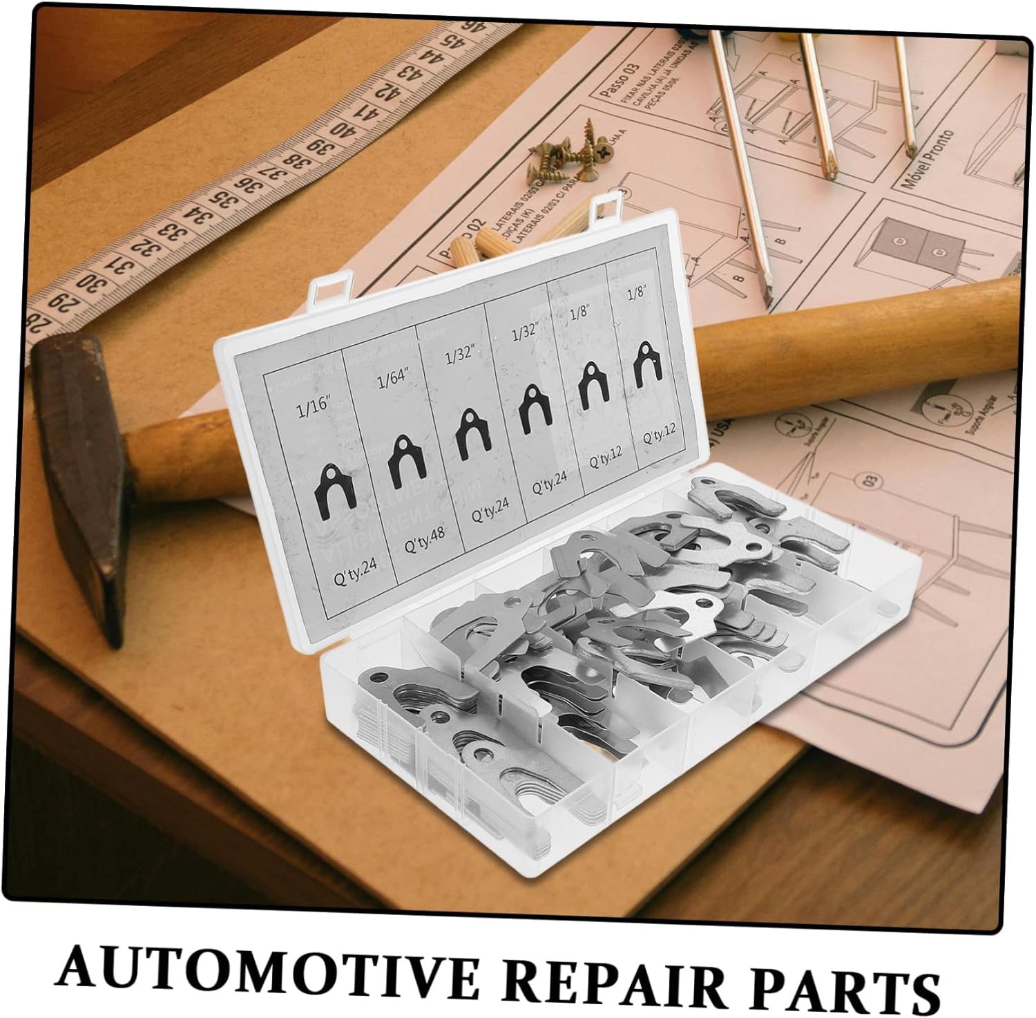 144Pcs Auto Body Alignment Shim Assortment to Spacers for Precise Car Body Reusable Alignment Shims for Various Vehicle Models Safe and Convenient Installation