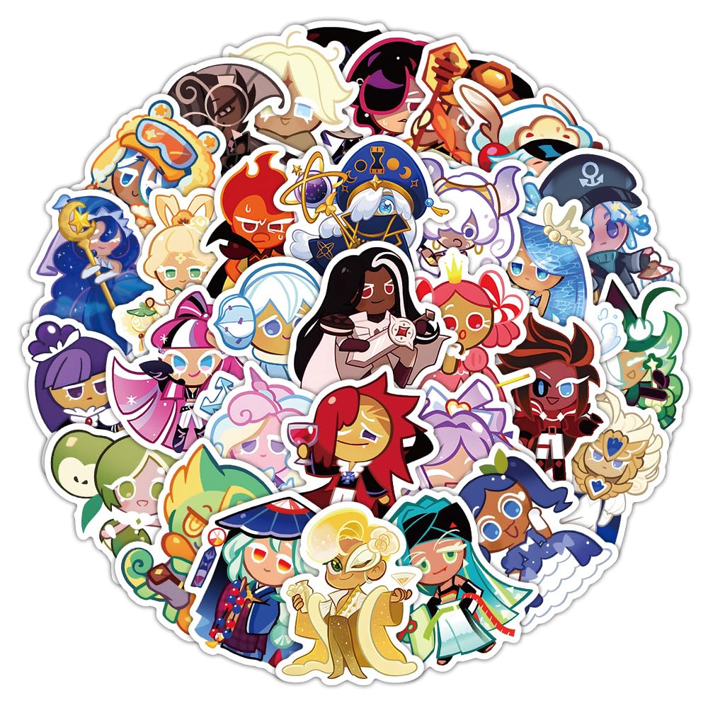Feidiao Multicolor Cookies Run Vinyl Stickers Cartoon Waterproof Graffiti Decal For Cookie Fans Water Bottles Laptop Suitcase Skateboard Bike Helmet Decoration Favors 50Pcs