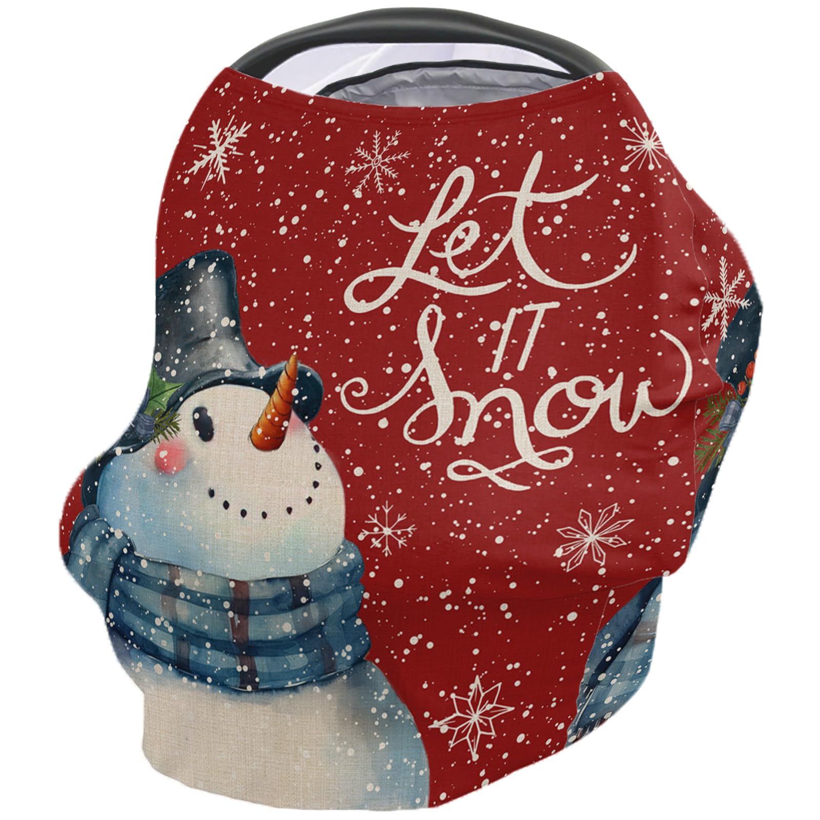 Nursing Cover for Breastfeeding Scarf, Merry Christmas Smiling Snowman Red Baby Car Covers Super Soft Multi Use for Canopy Shopping Cart Cover Blanket Stroller Cover