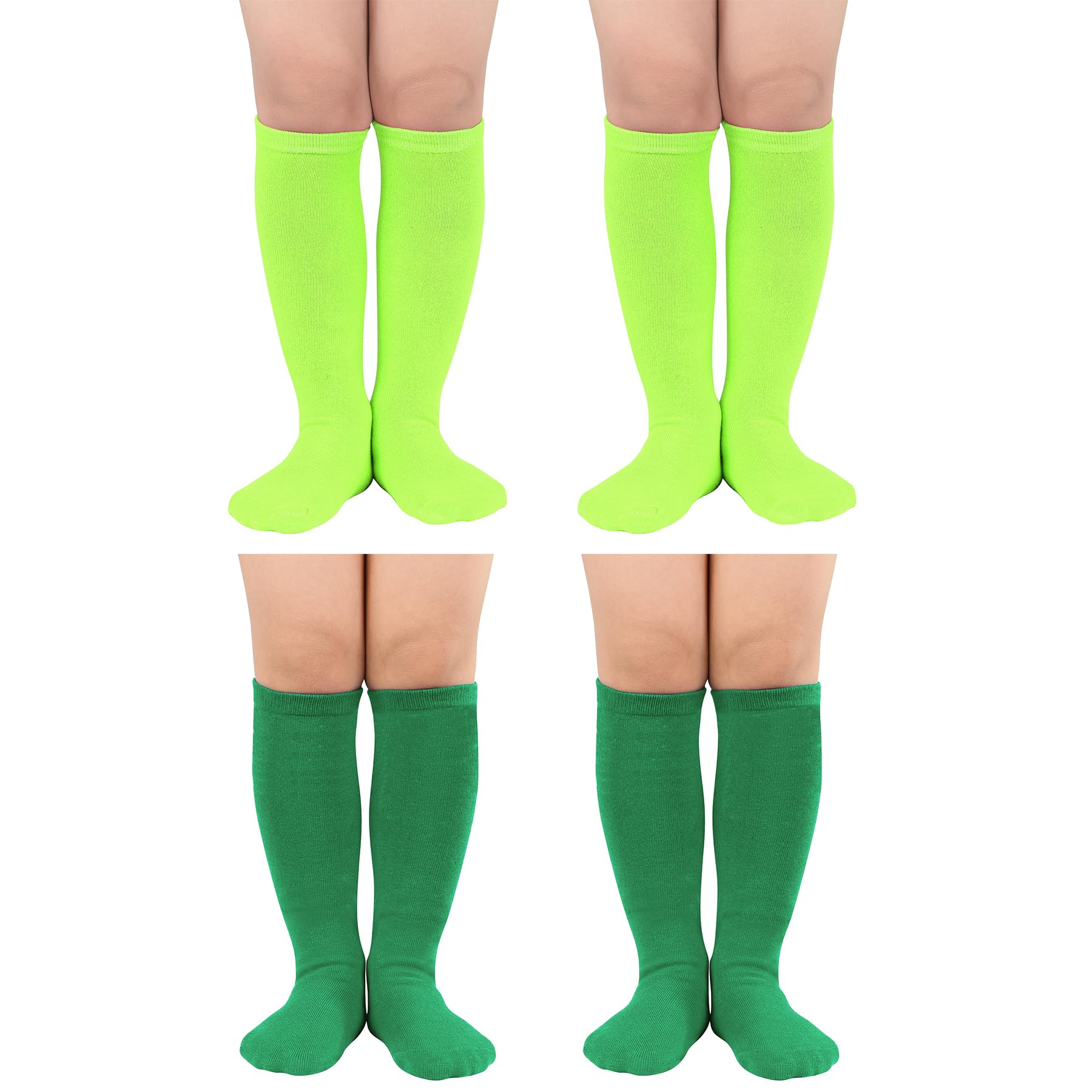 Zando 4 Pairs Kids Soccer Socks Athletic Youth Boys Girls Knee High Socks