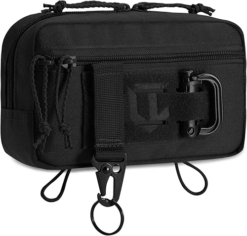 Miniatura 7 de Bolsa táctica de administración cortada con láser MOLLE EDC Organizador de herramientas con mosquetón y llavero Modular Dangler Utility Sack