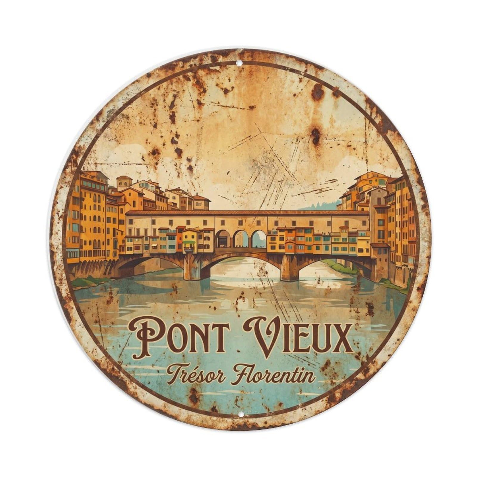 Fqnyr Style Vintage Travel Ponte Vecchio Florence Bridge Metal Tin Sign